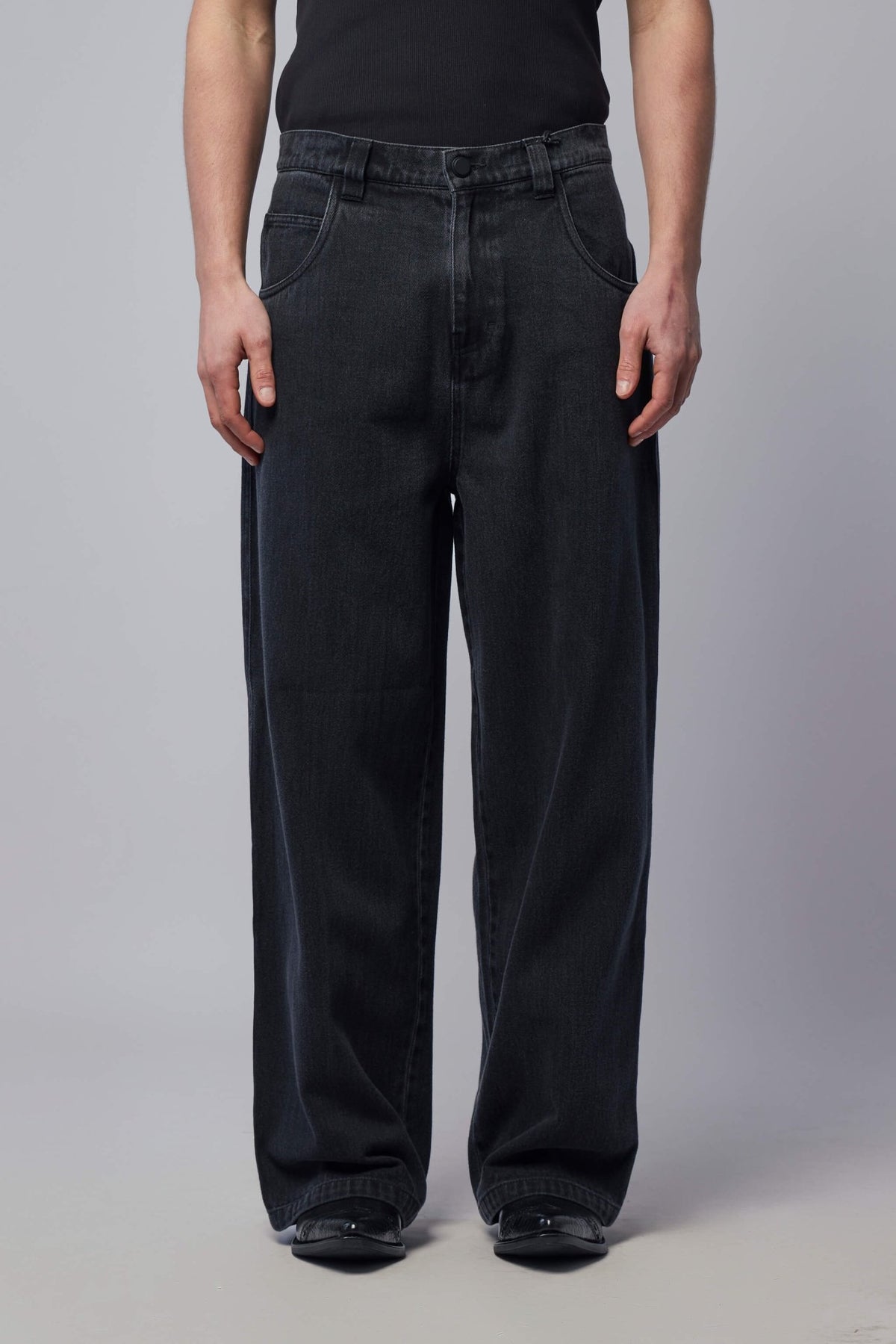 Close-up of premium cotton selvage denim construction and detailing