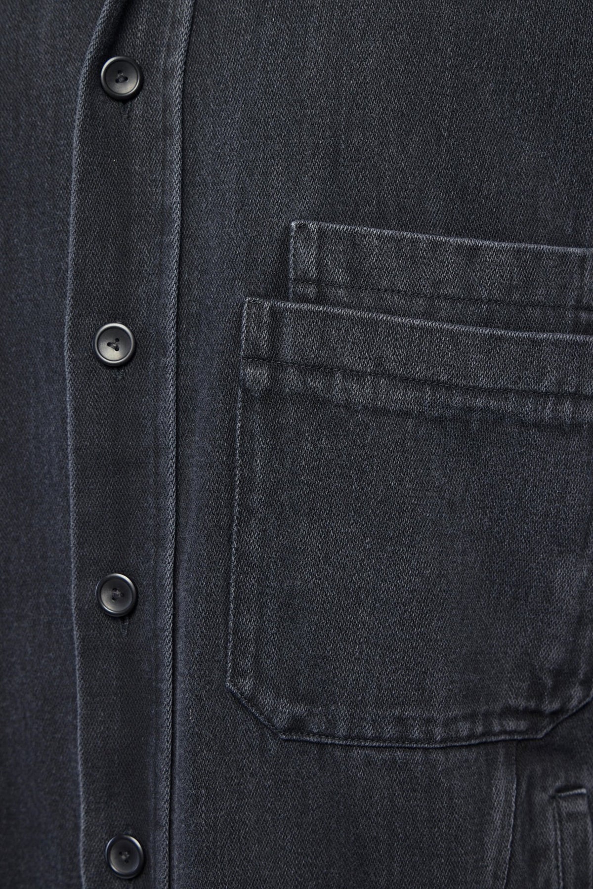 Back view of FREI-MUT selvage denim jacket showing relaxed fit