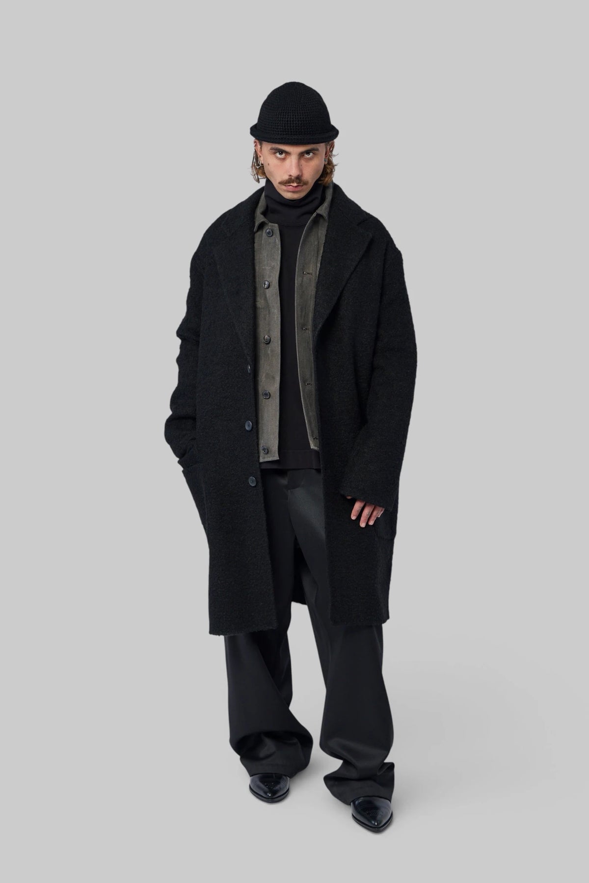 FREI-MUT - Kneelength Coat with Lapal Collar - LABELS