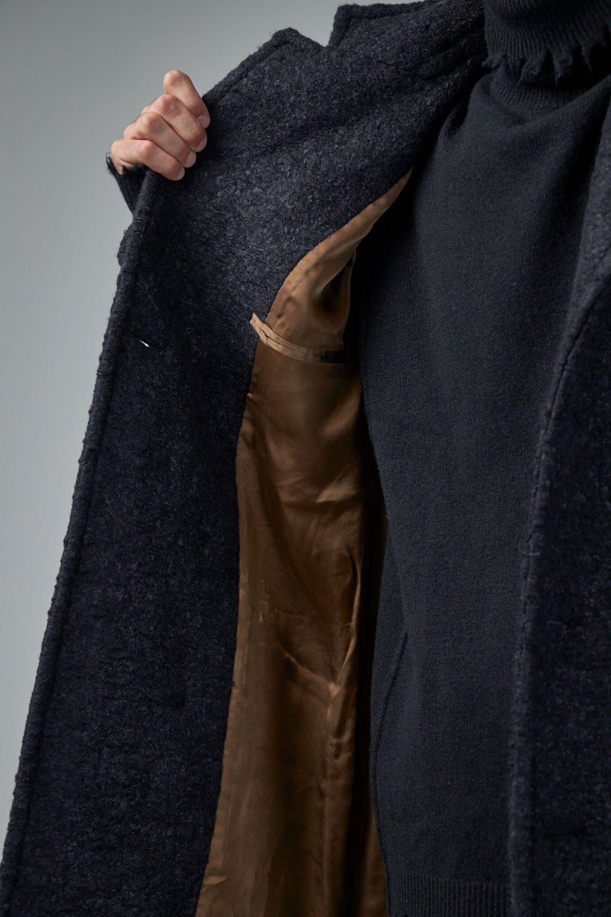 Murdock Coat fabric texture highlighting wool and alpaca blend quality