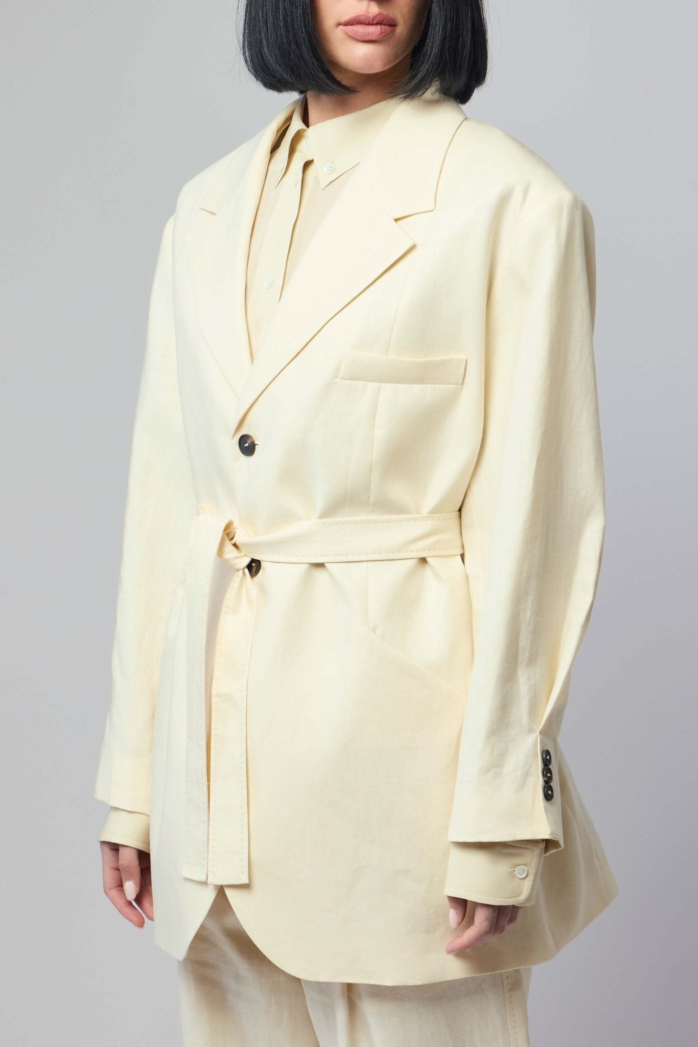 Frenken - Crush Linen Wrap Blazer - LABELS