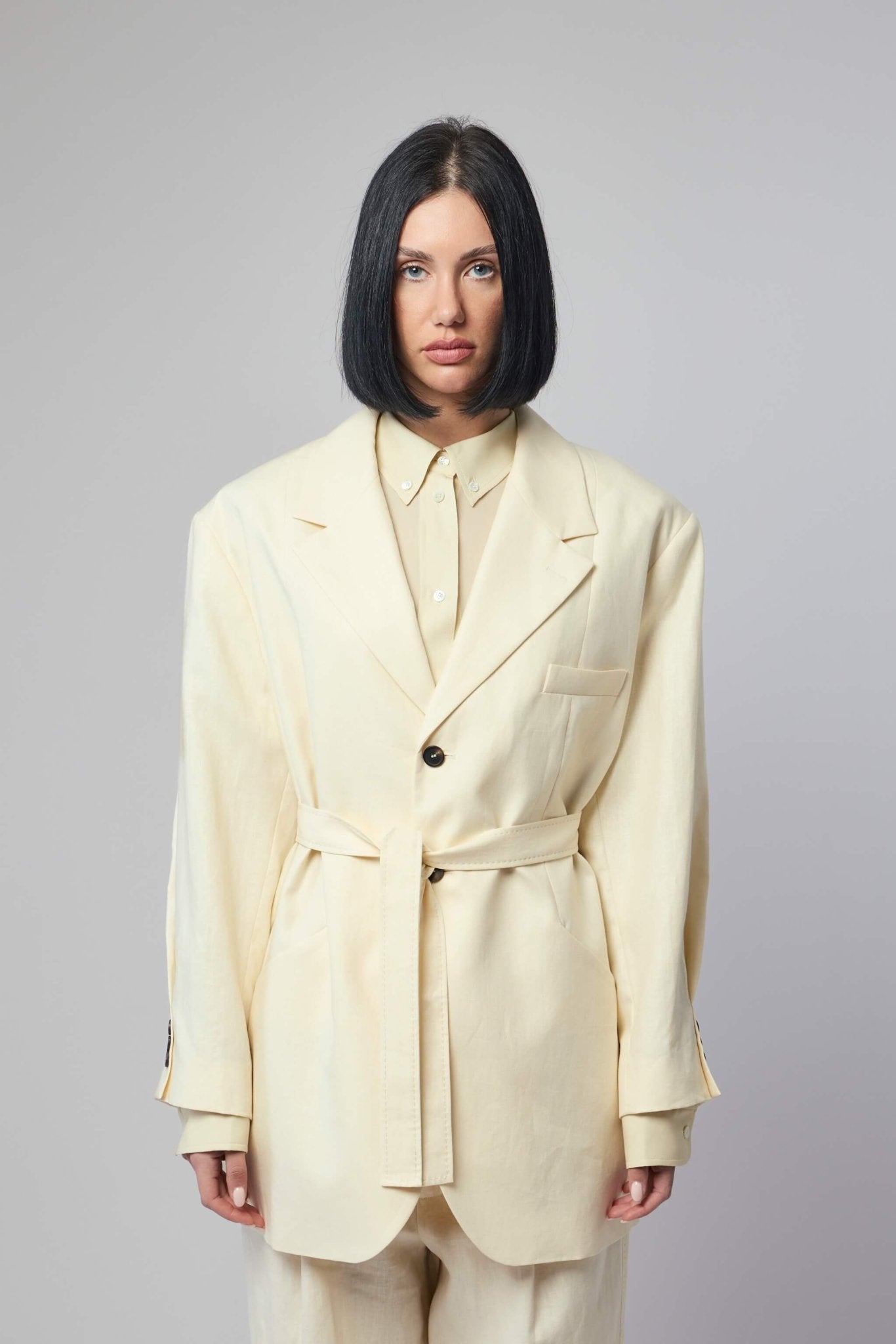 Frenken - Crush Linen Wrap Blazer - LABELS