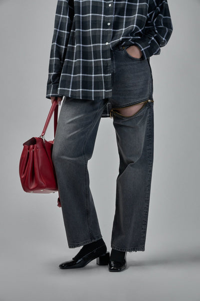 Denim Zipper Trouser