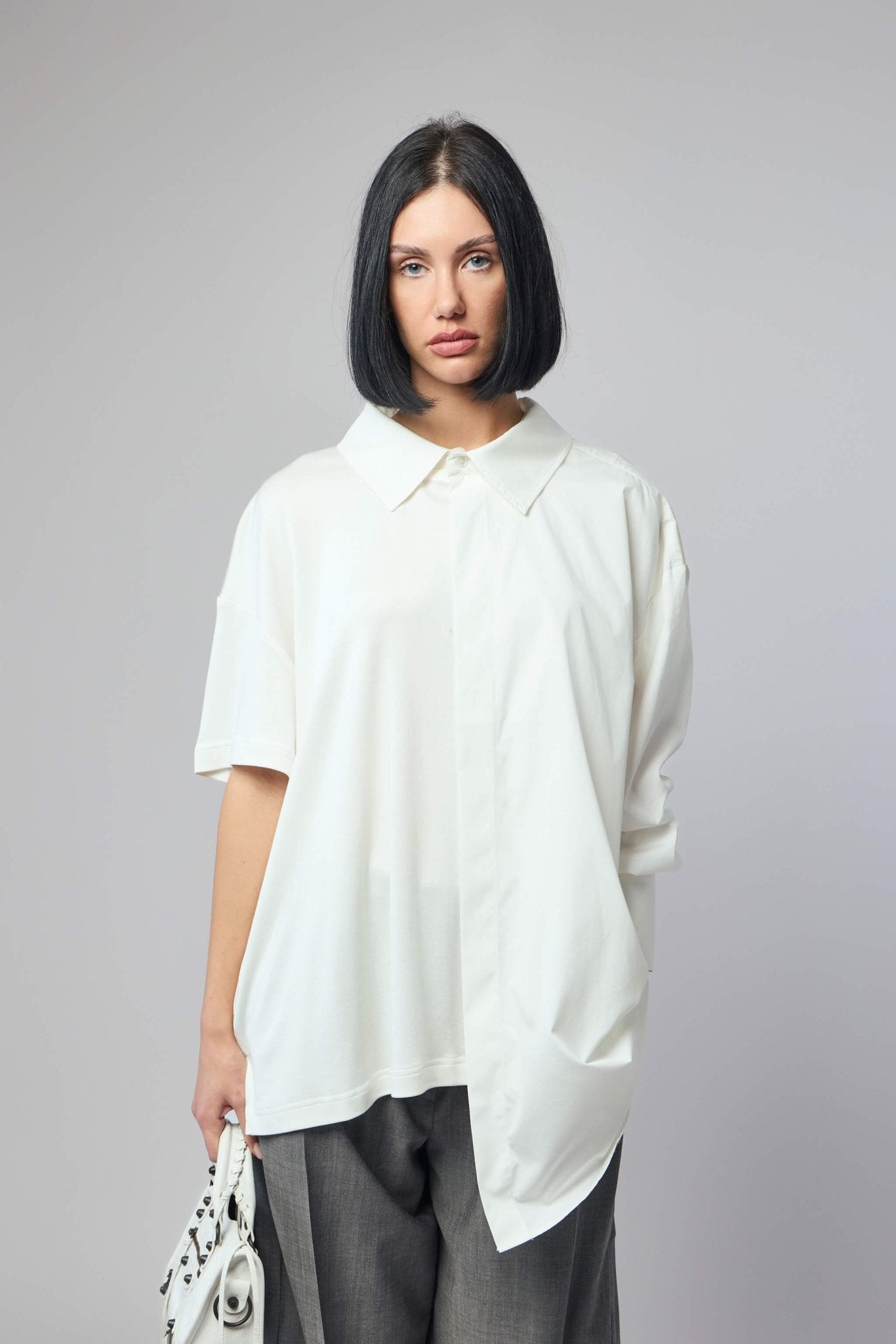 Frenken - Half Poplin Cotton Silk Jersey Top - LABELS