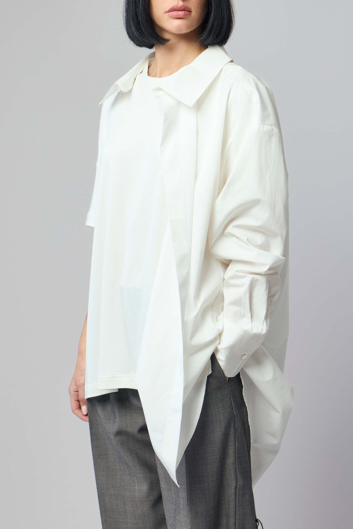 Frenken - Half Poplin Cotton Silk Jersey Top - LABELS