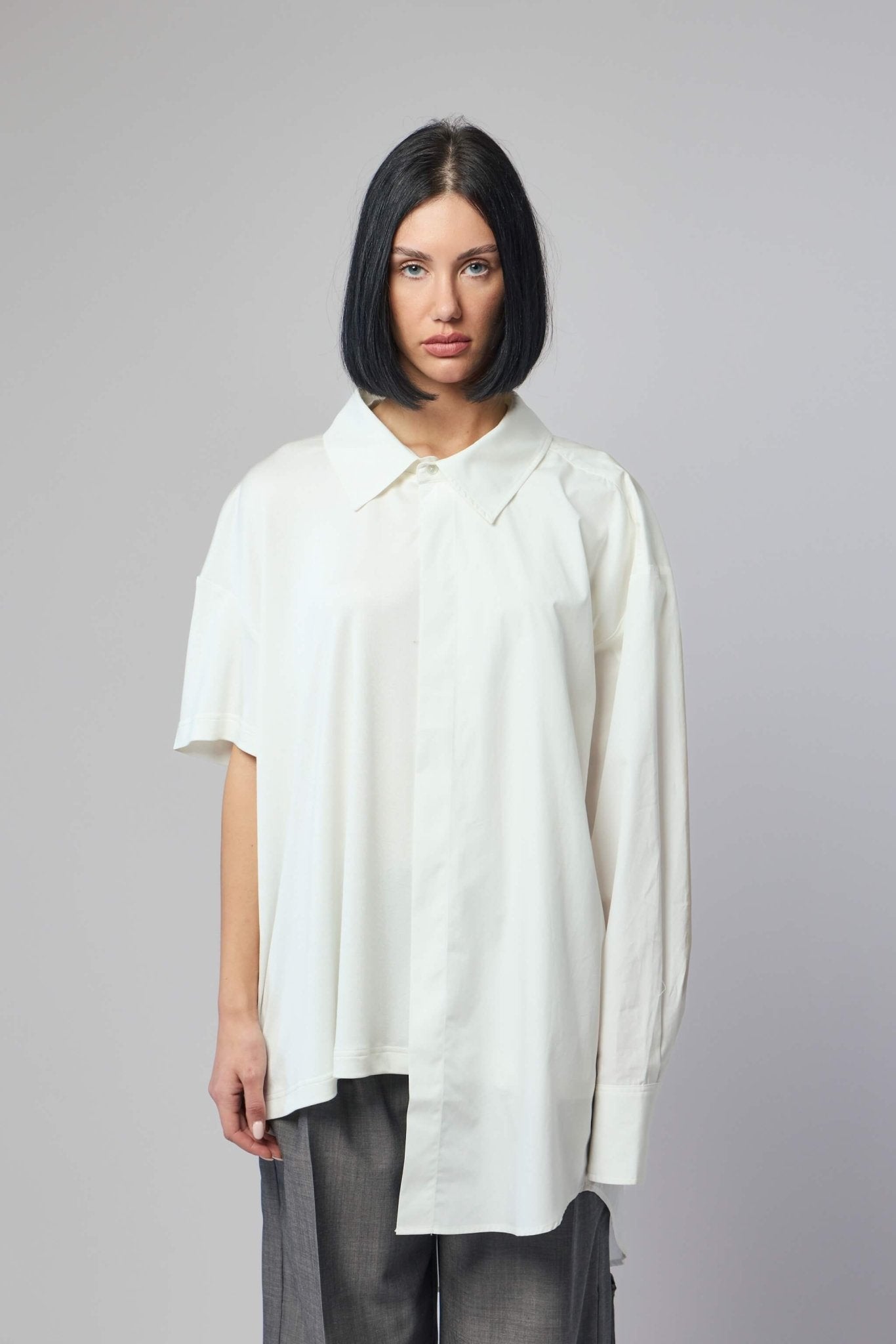 Frenken - Half Poplin Cotton Silk Jersey Top - LABELS