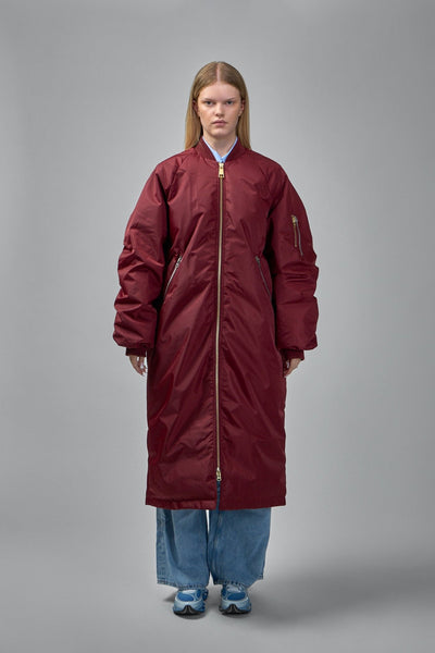 Reward Long Nylon Bomber Jacket Coat
