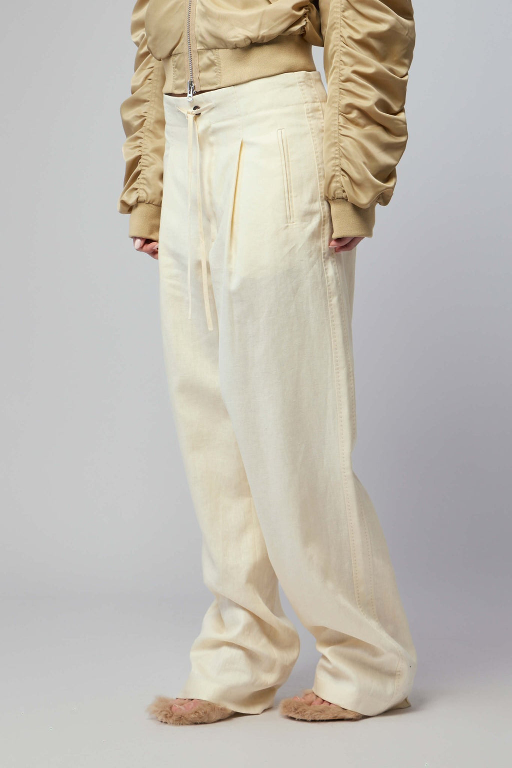 Frenken - Waist Washed Linen String Trousers - LABELS