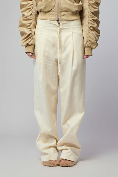 Wide-leg Pants Waist Washed Linen String