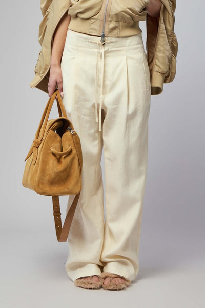 Wide-leg Pants Waist Washed Linen String