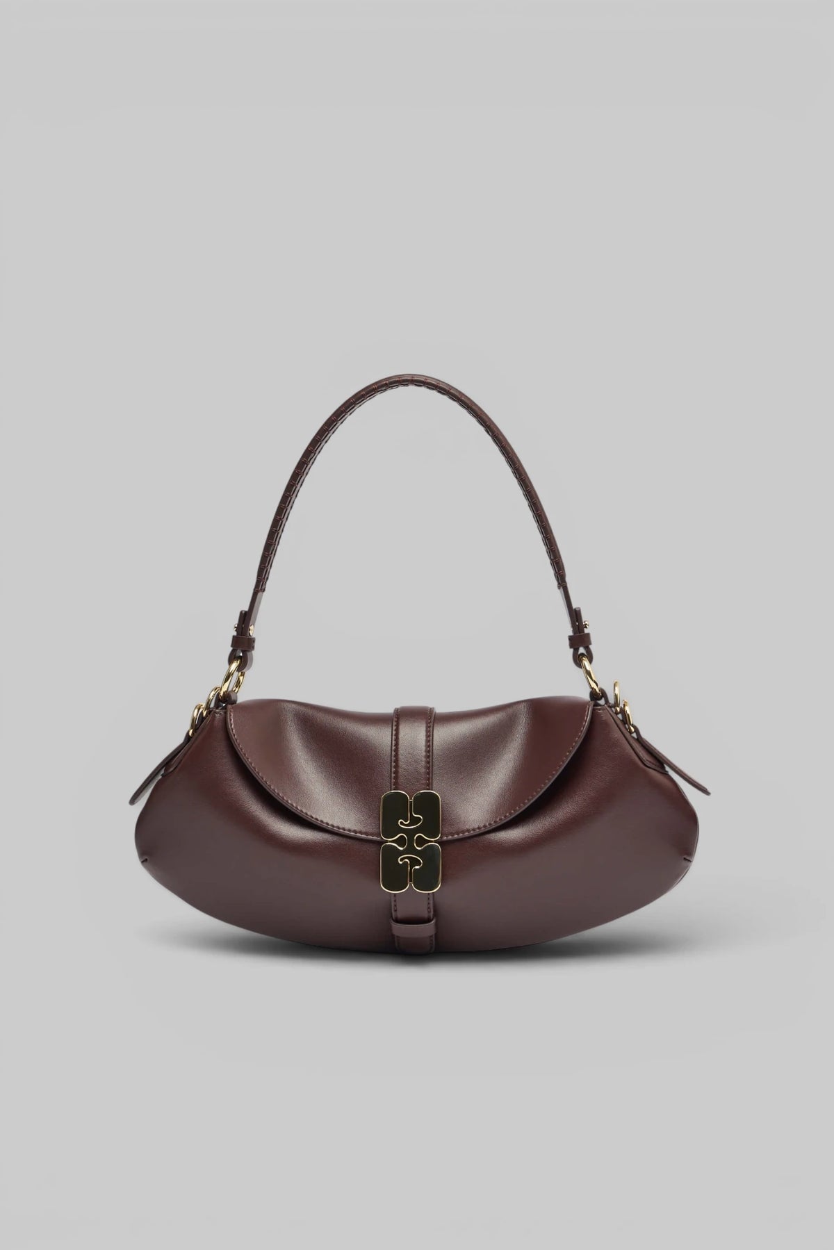 Ganni B-Kat Butter leather clutch in soft buttery finish