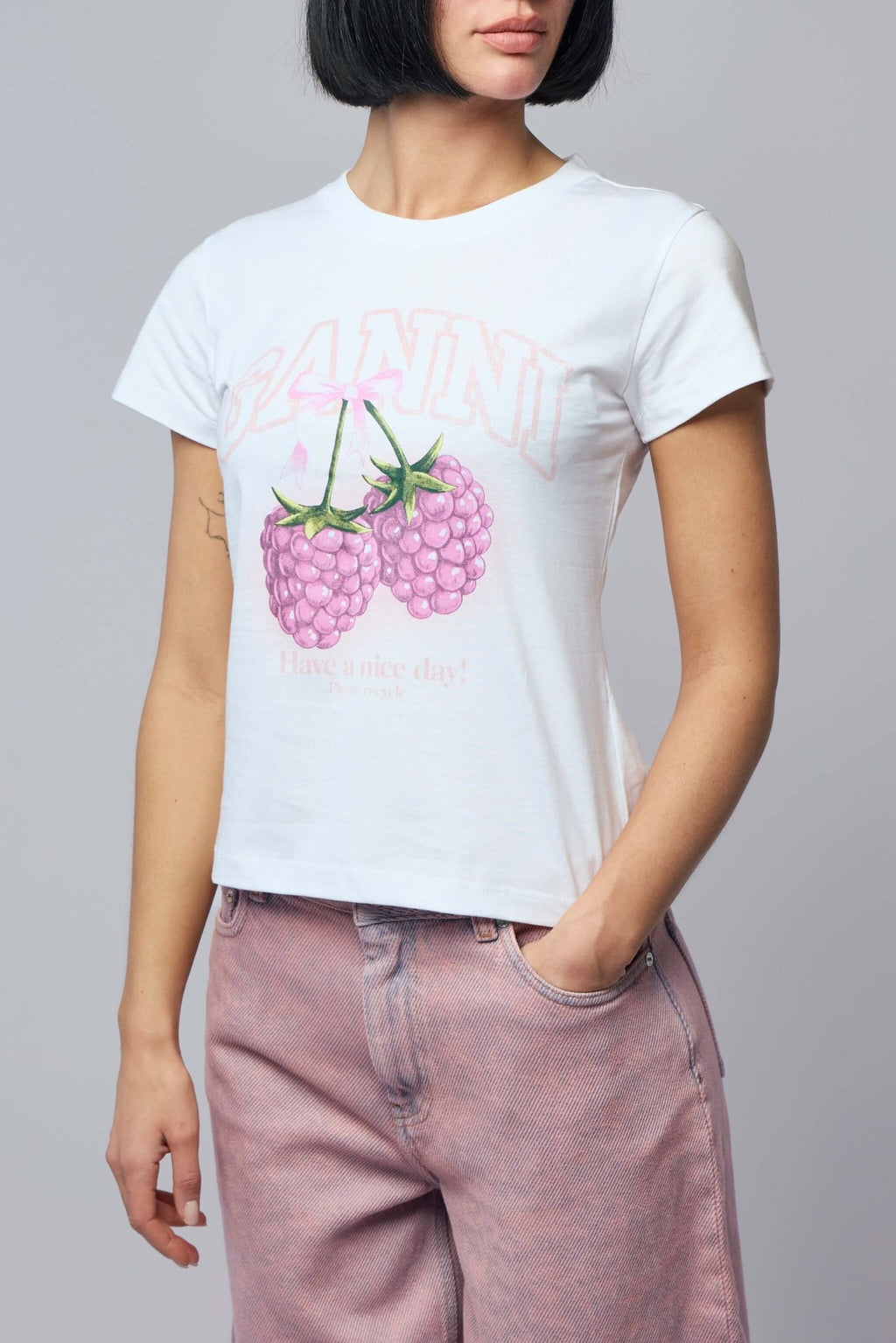 Ganni - Baby Fit T-shirt Raspberry - LABELS