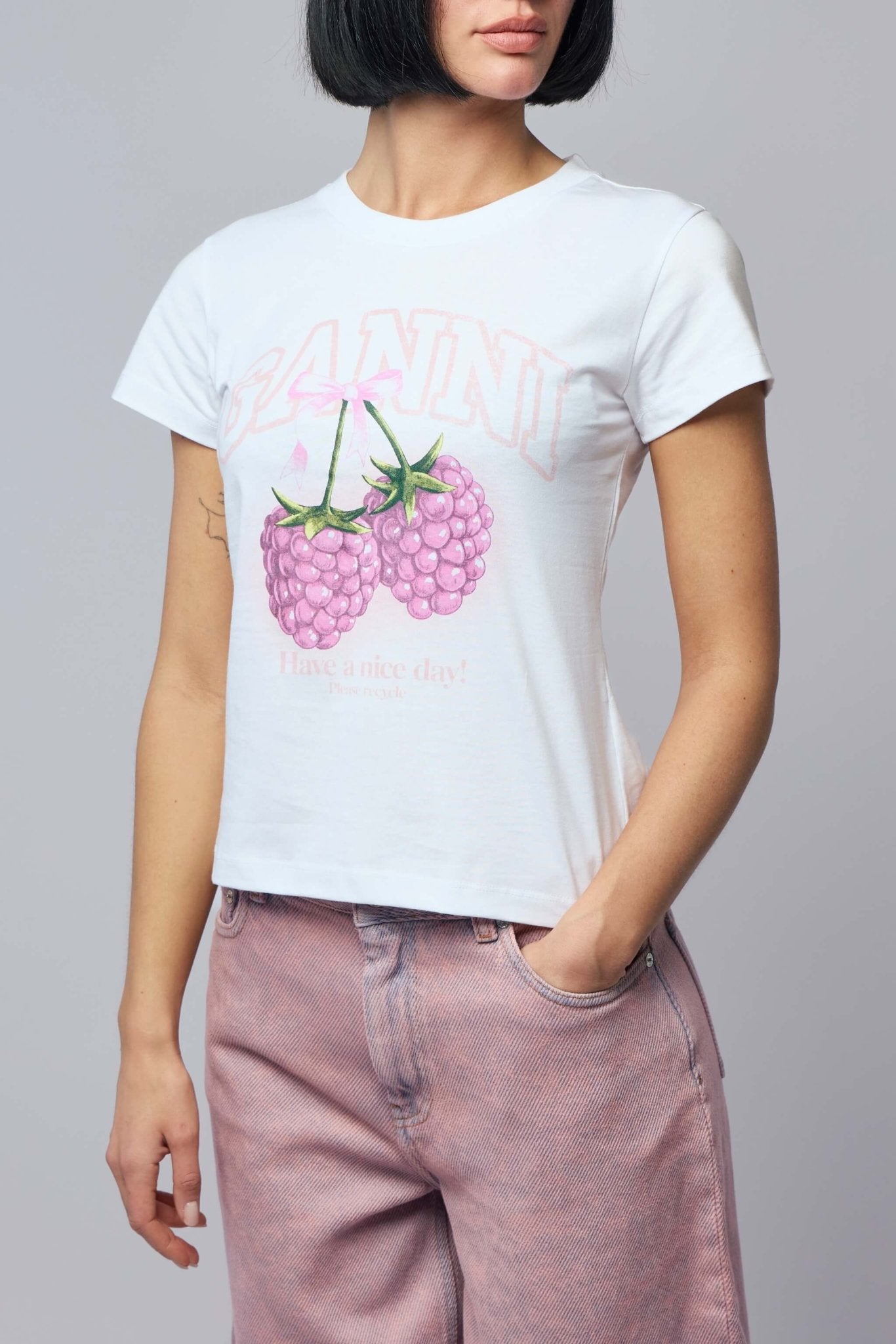 Ganni - Baby Fit T-shirt Raspberry - LABELS