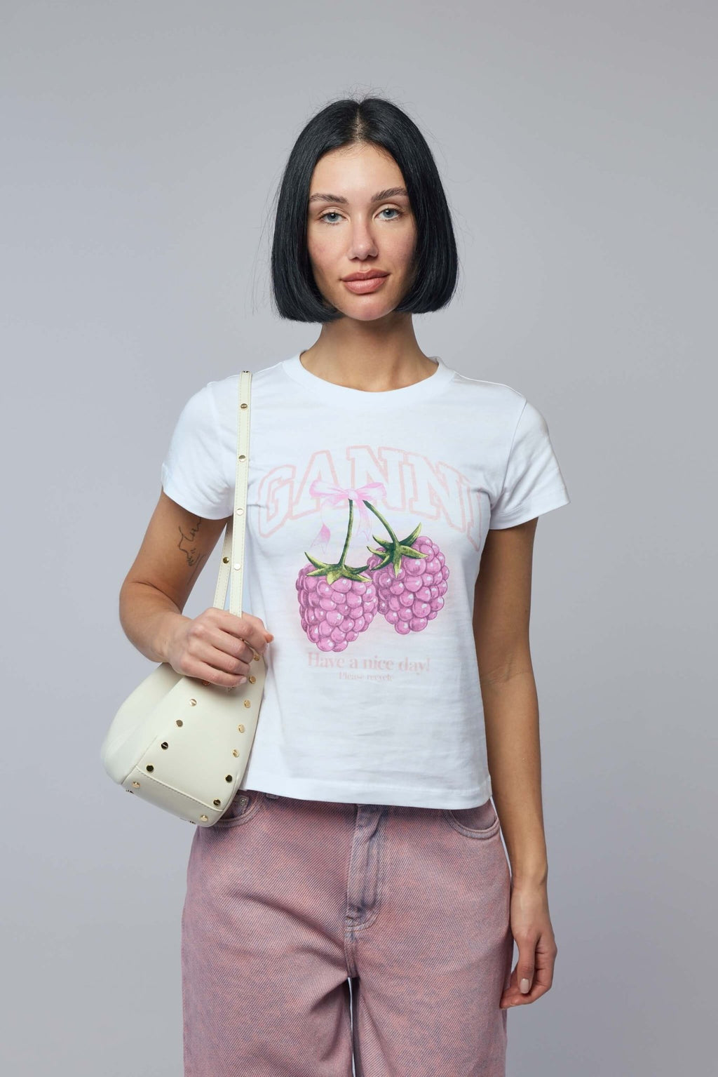 Ganni - Baby Fit T-shirt Raspberry - LABELS