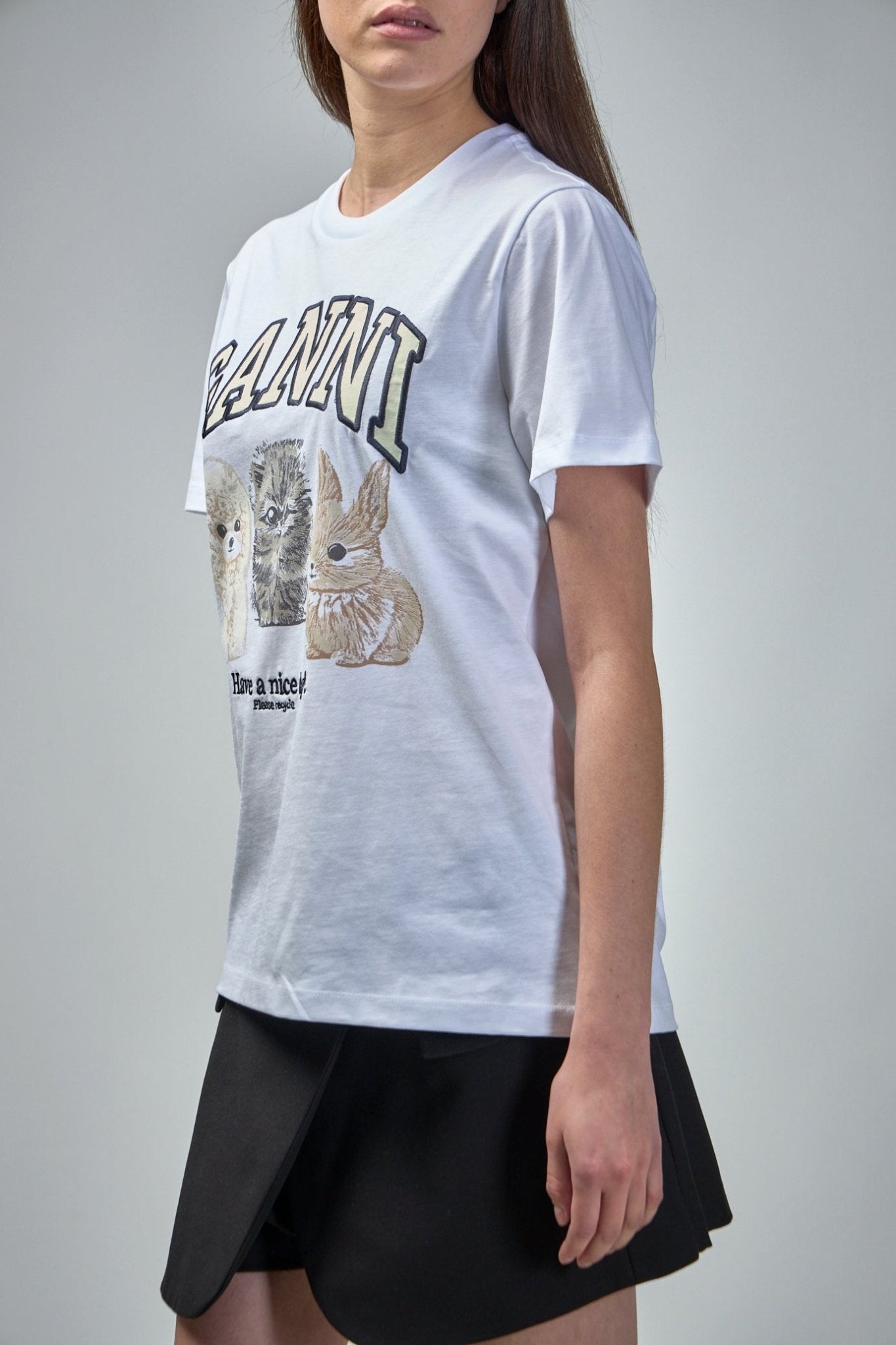 Ganni - Basic Cotton Jersey Animals Relaxed T-Shirt - LABELS