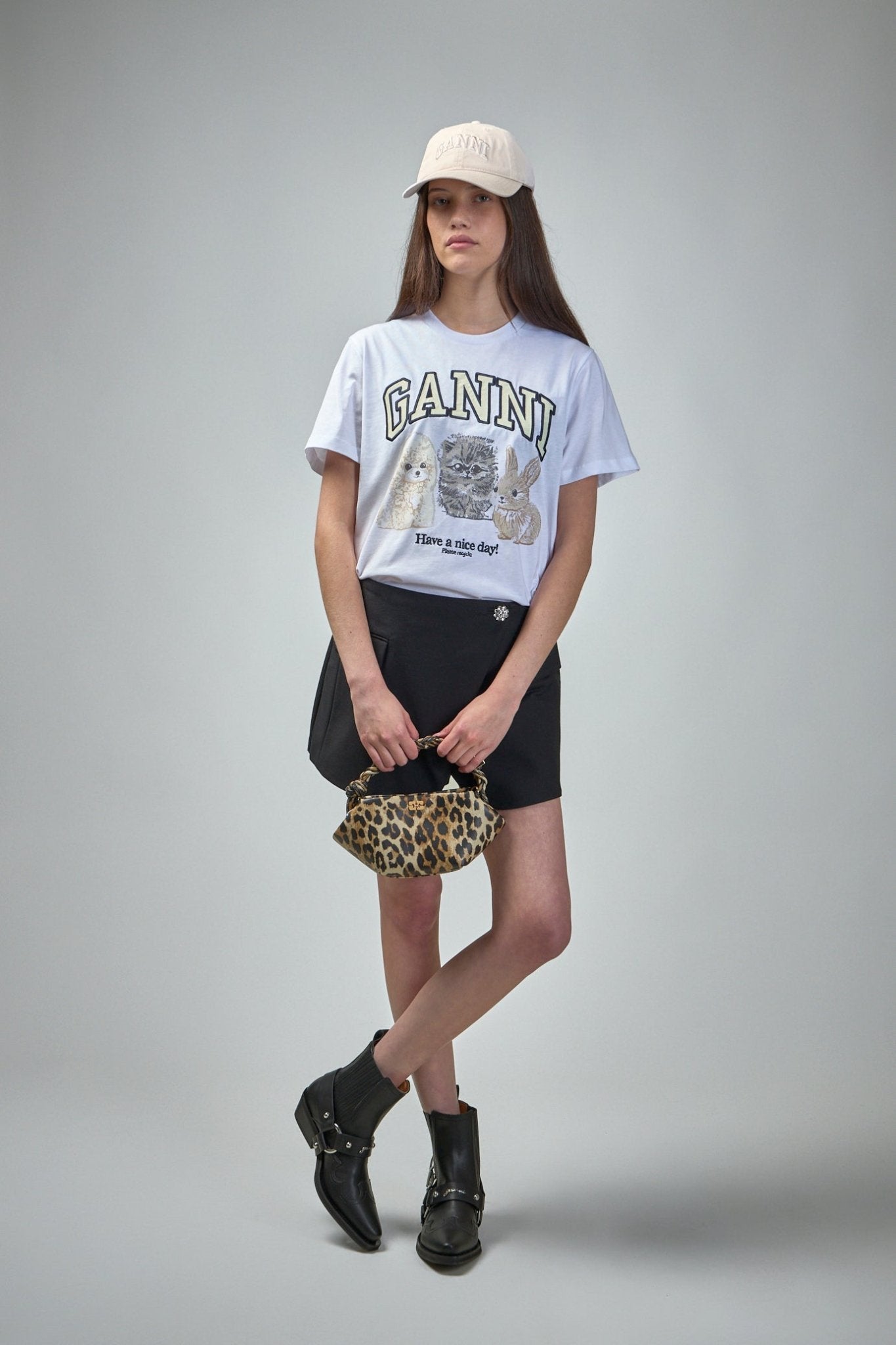 Ganni - Basic Cotton Jersey Animals Relaxed T-Shirt - LABELS