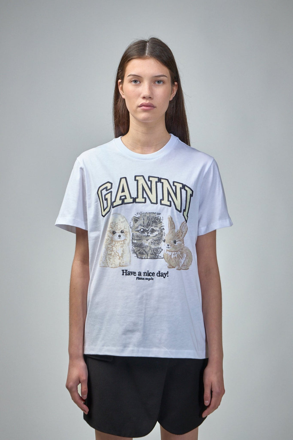 Ganni - Basic Cotton Jersey Animals Relaxed T-Shirt - LABELS