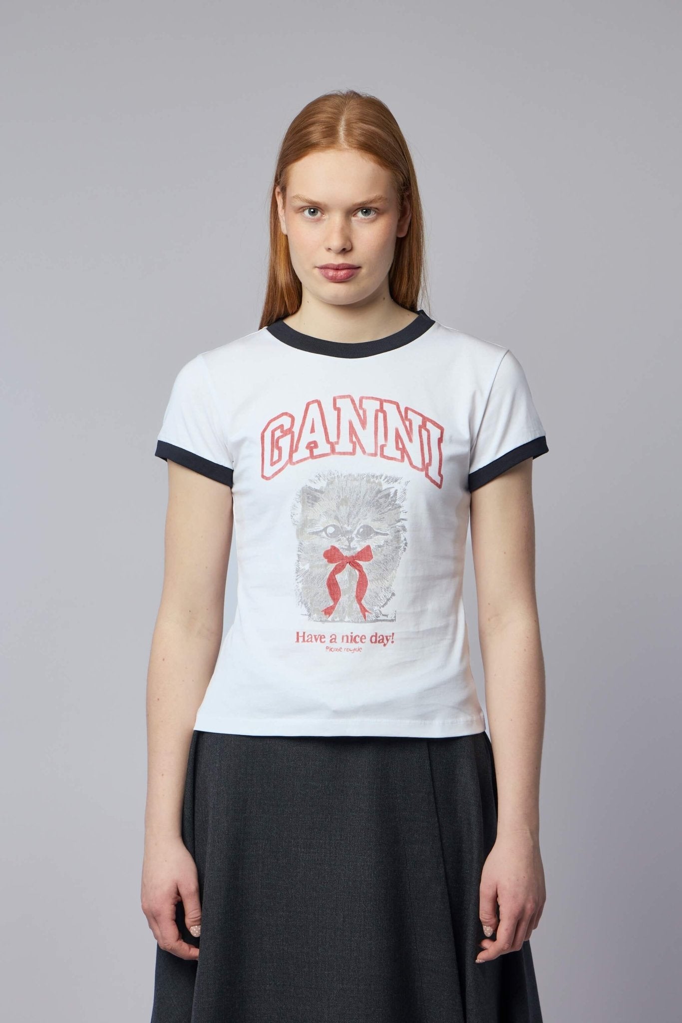 Ganni - Basic Cotton Jersey Margot Kitty Print - LABELS