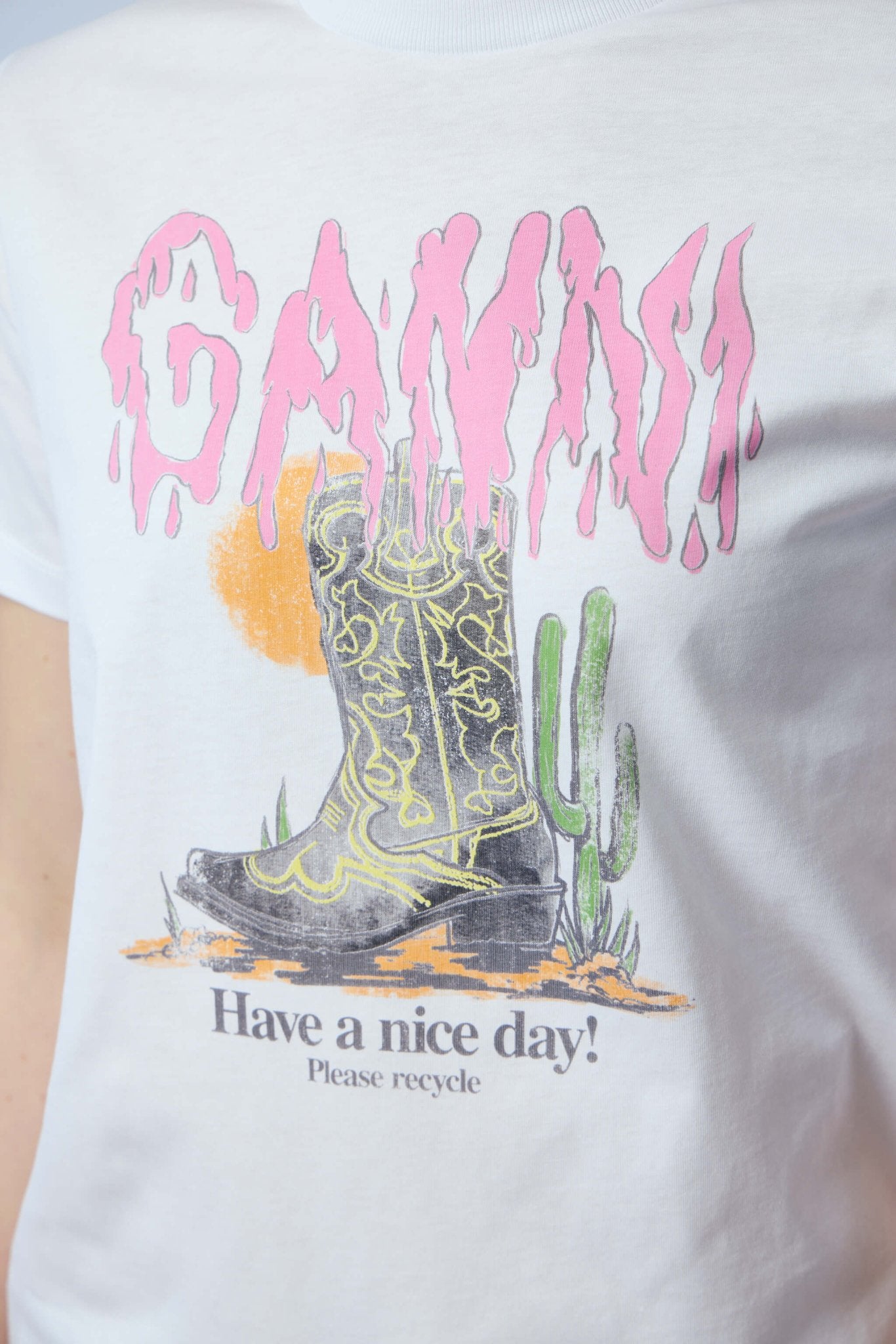Ganni - Basic Cotton Jersey T-shirt Boots Print - LABELS