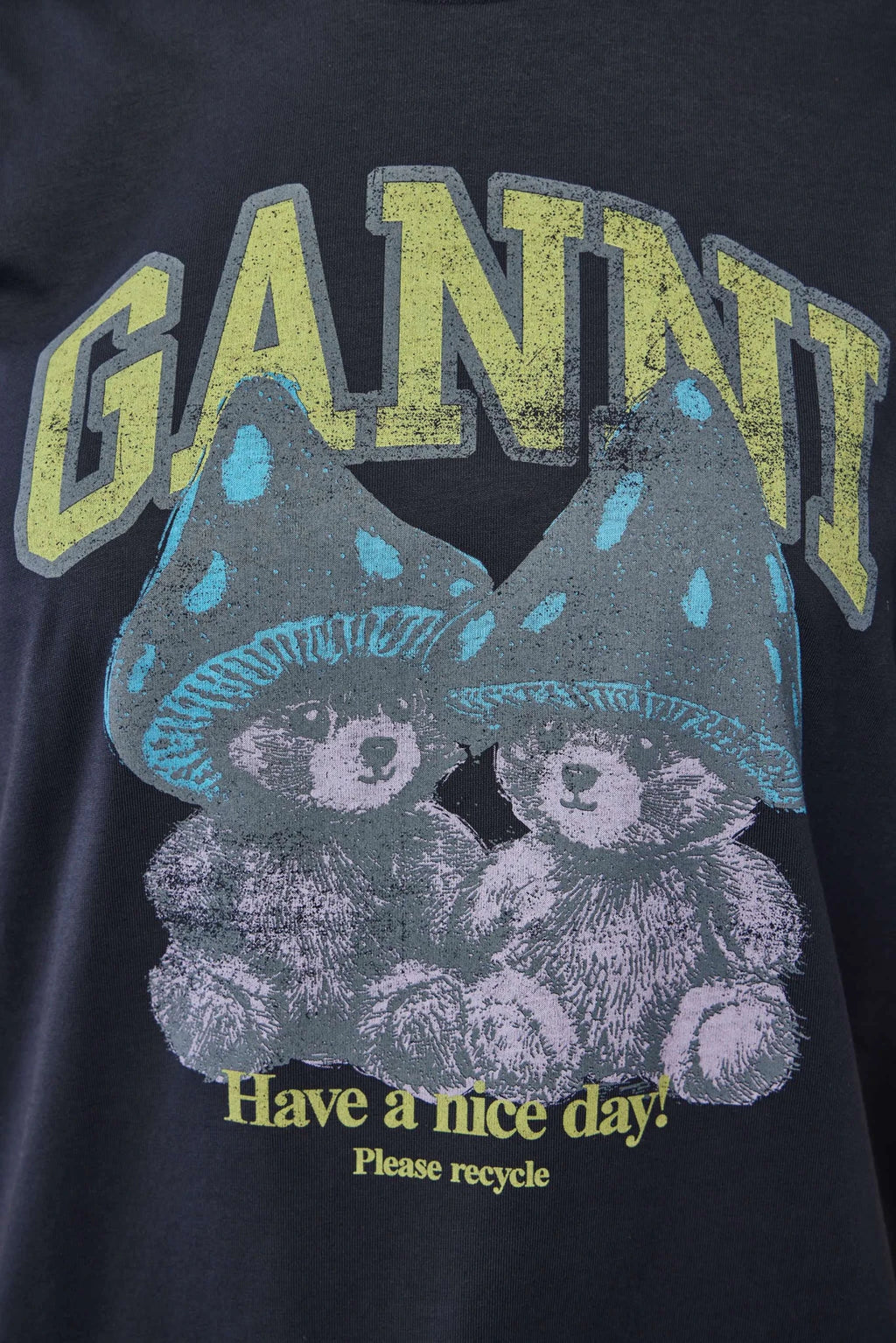 Ganni - Basic Cotton Relaxed T-shirt Teddy Mushrooms - LABELS