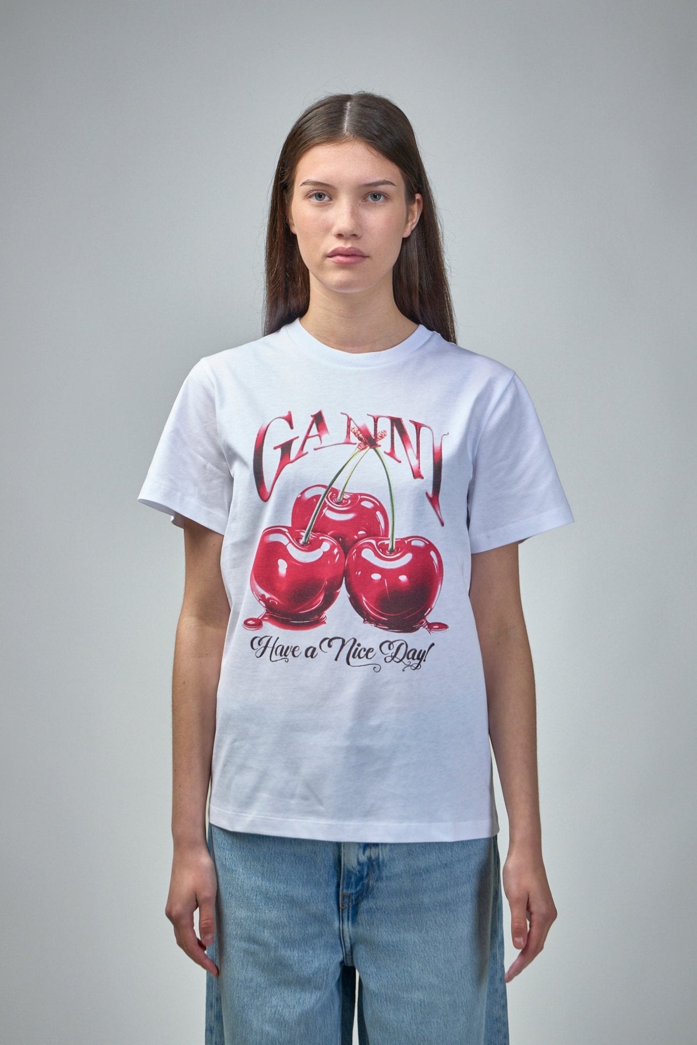 Ganni - Basic Jersey Cherry Relaxed T-Shirt - LABELS