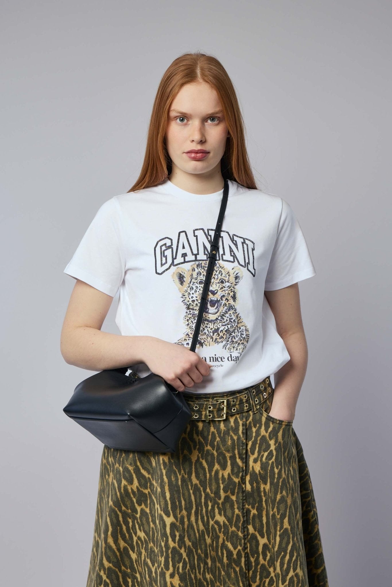 Ganni - Basic Jersey Leopard Relaxed T-shirt - LABELS