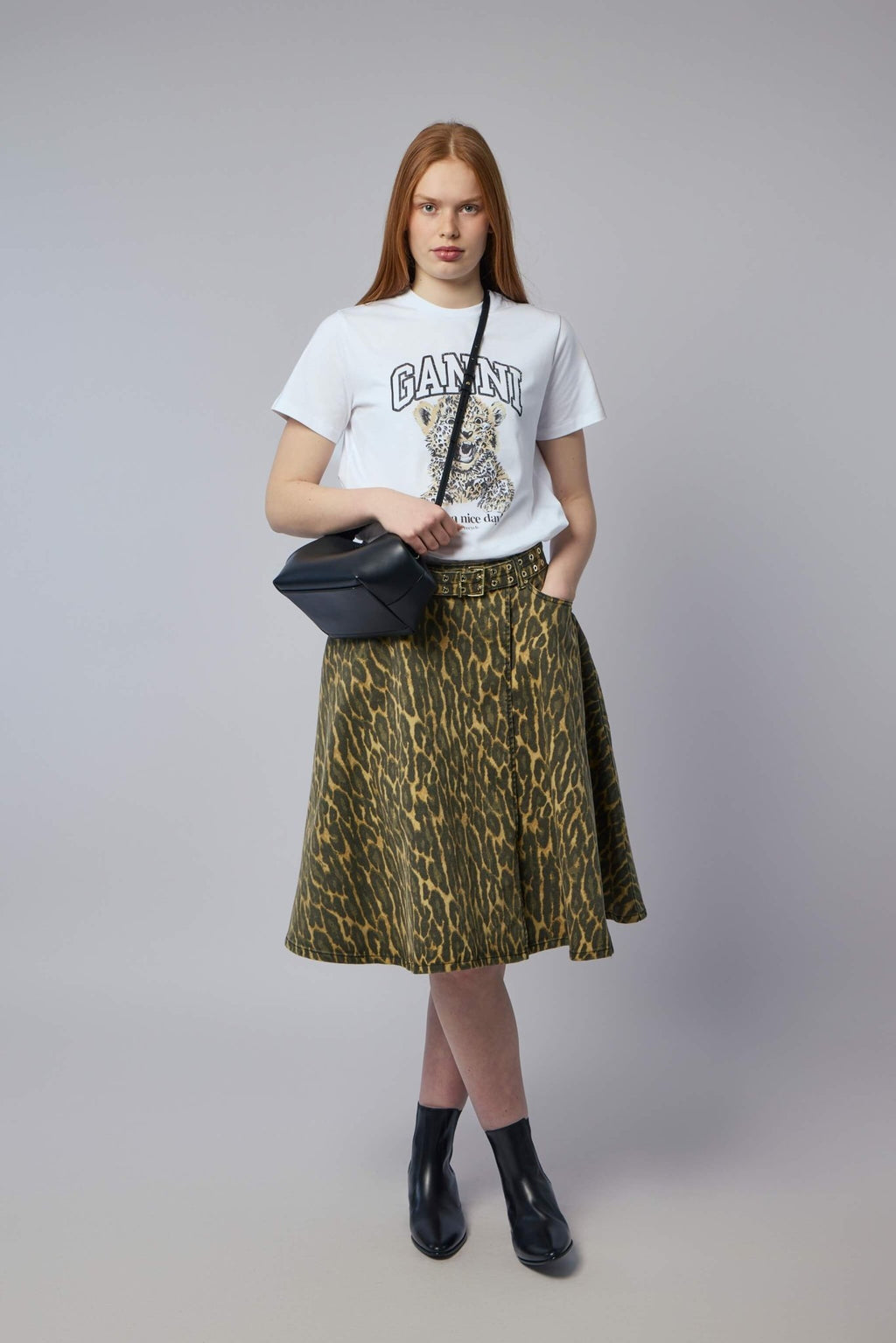 Ganni - Basic Jersey Leopard Relaxed T-shirt - LABELS