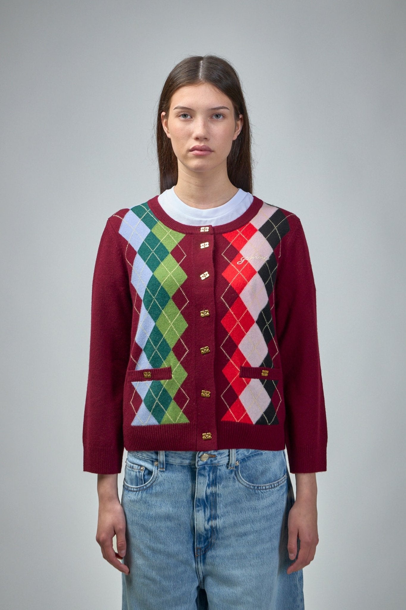 Ganni Cardigans - Cashmere Wool Mix Argyle Design – LABELS