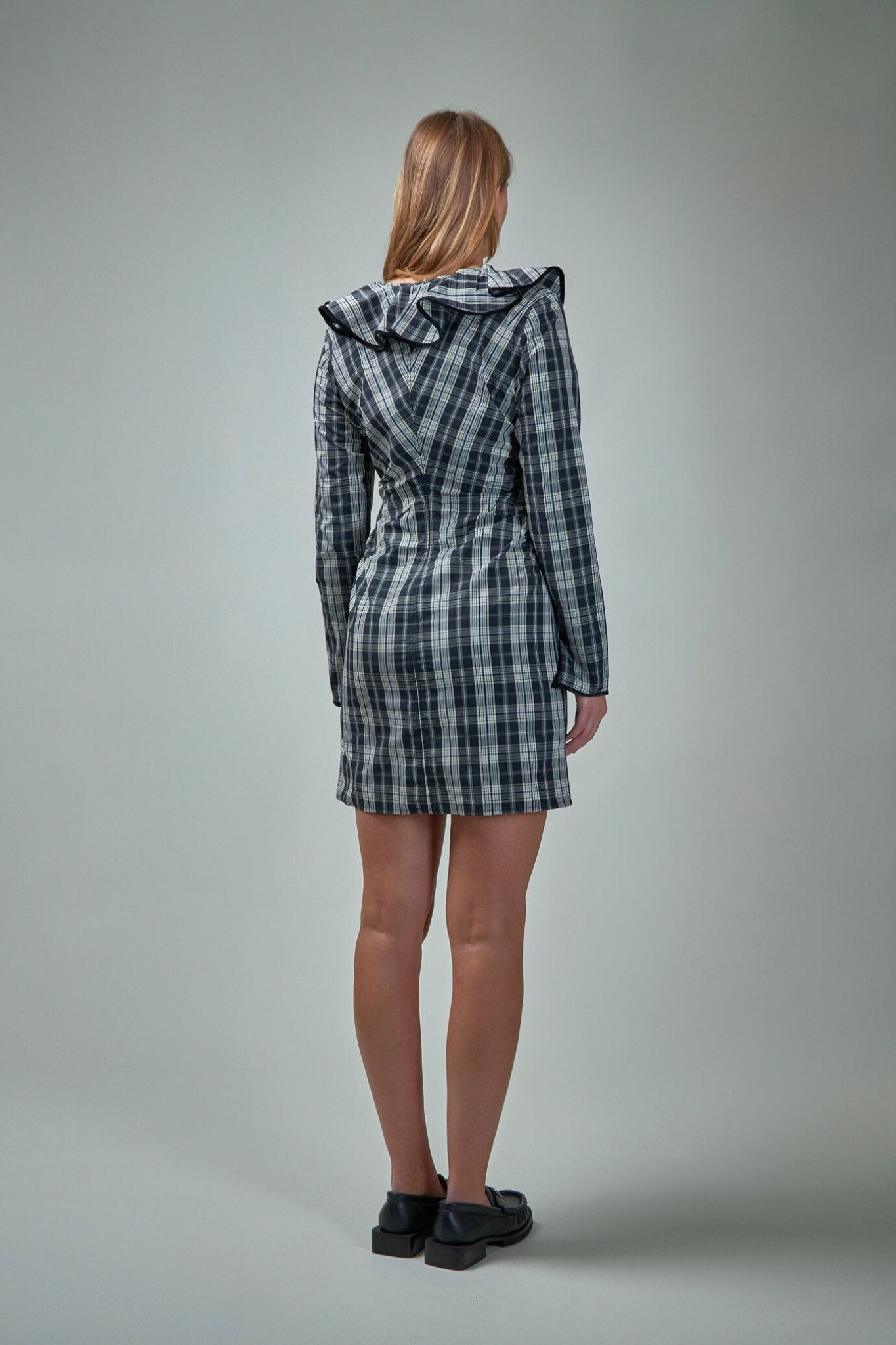 Ganni - Check cotton Mini Dress black 099 - LABELS