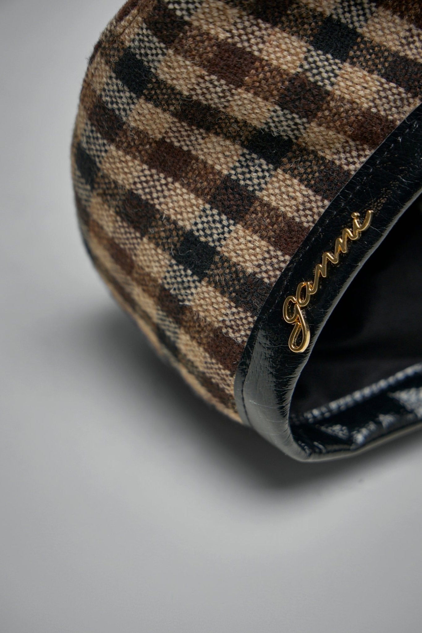 Ganni - Checked Wool Mix Beret - LABELS