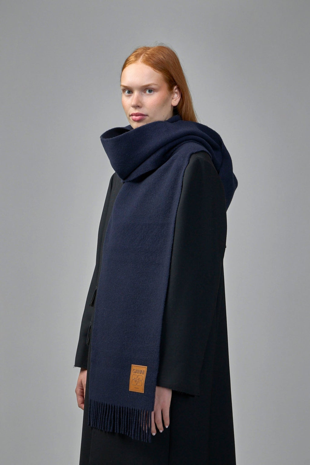 Ganni - Double Face Wool Solid Scarf - LABELS