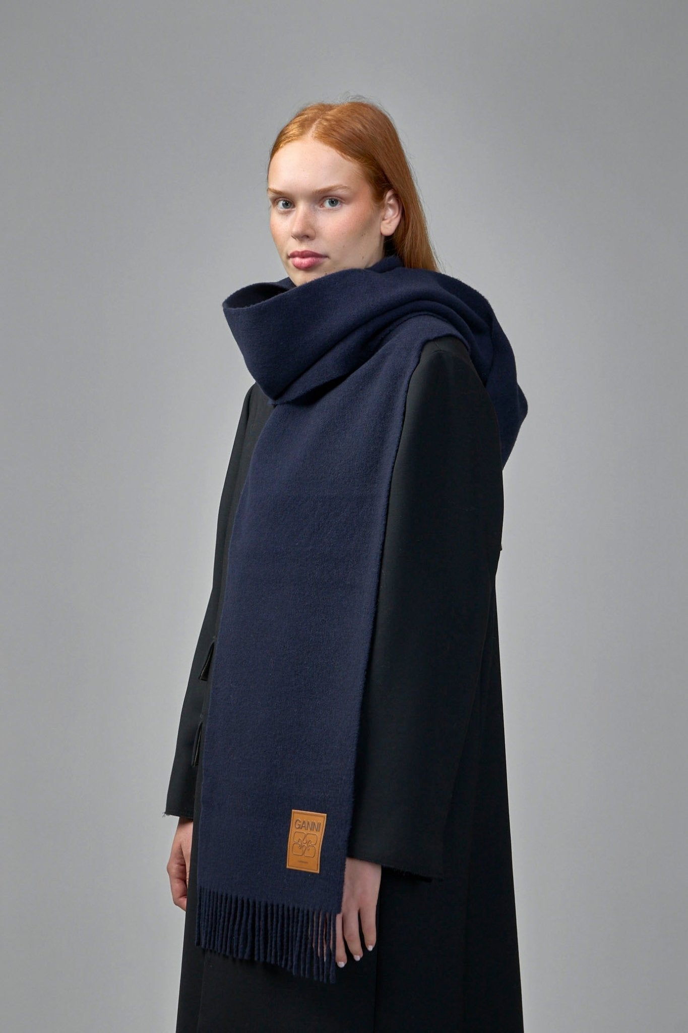 Ganni - Double Face Wool Solid Scarf - LABELS