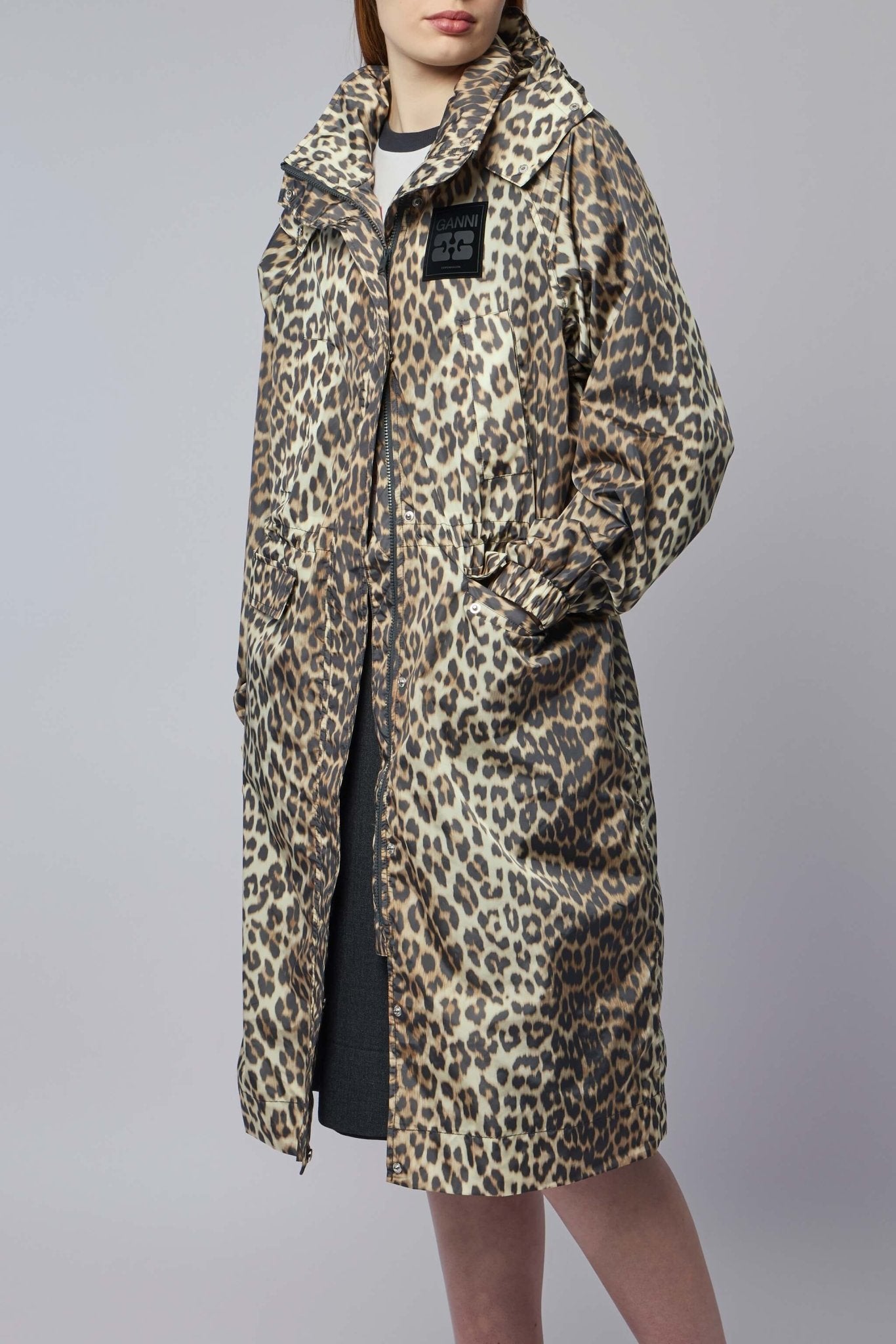 Ganni - Flyweight Nylon Leo Long Parka Print - LABELS