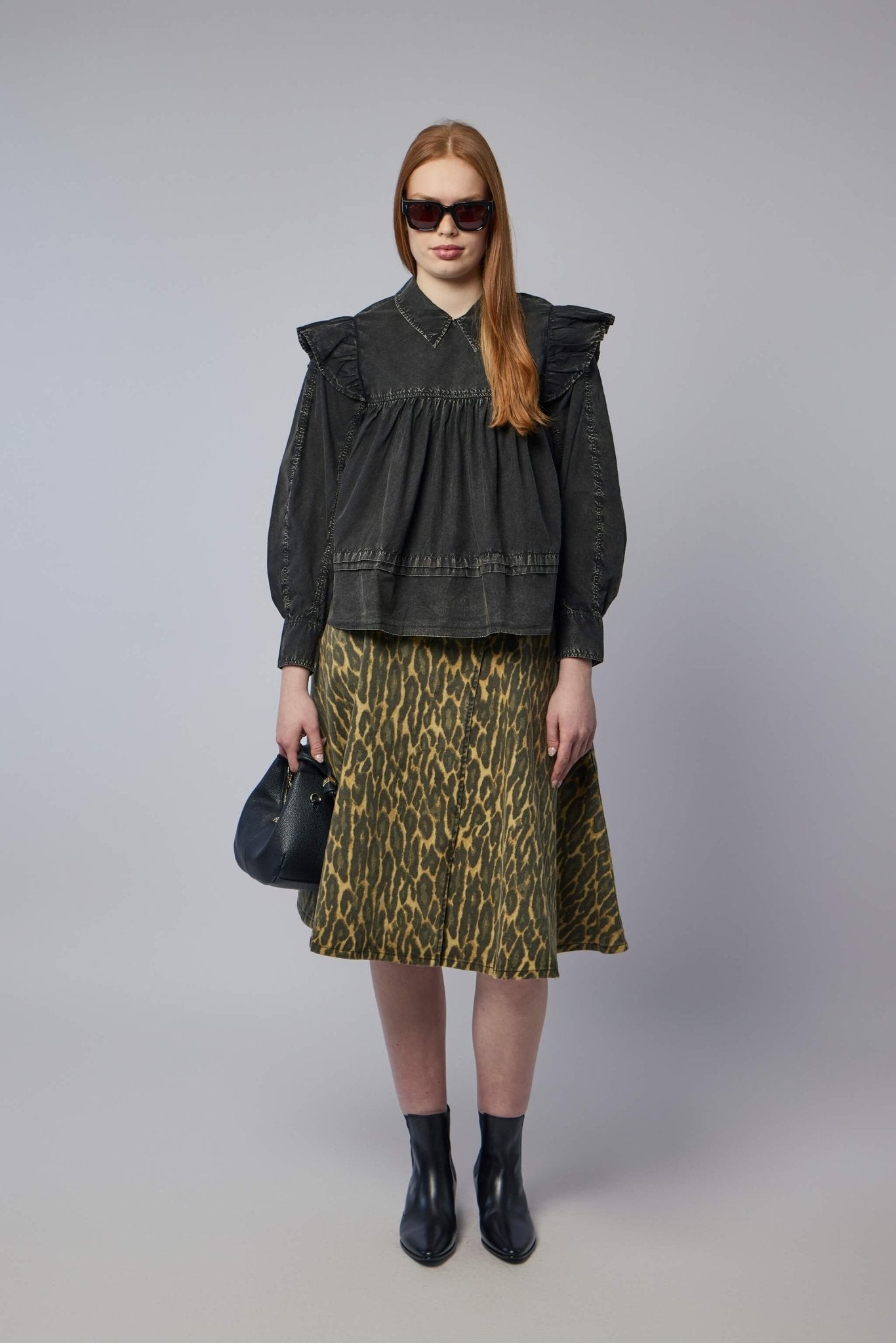 Ganni - Garment Dyed Cotton Frill Blouse - LABELS