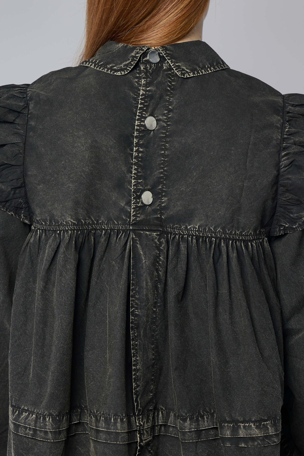 Ganni - Garment Dyed Cotton Frill Blouse - LABELS