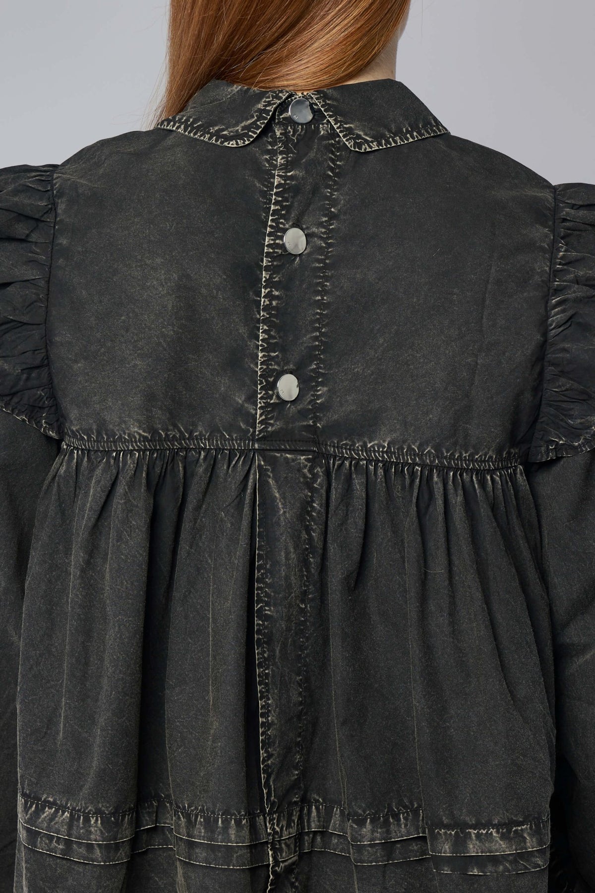 Full outfit styling with Ganni cotton frill blouse and coordinating pieces