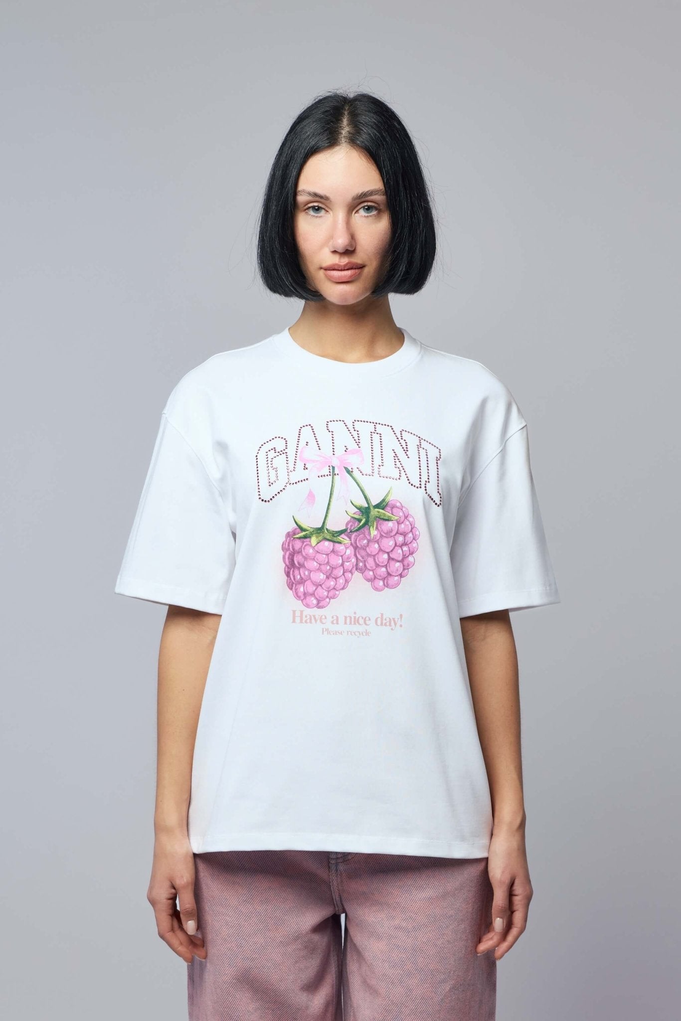 GANNI ストロベリー　Tシャツ　M GANNI Strawberry Relaxed T-Shirt | endource