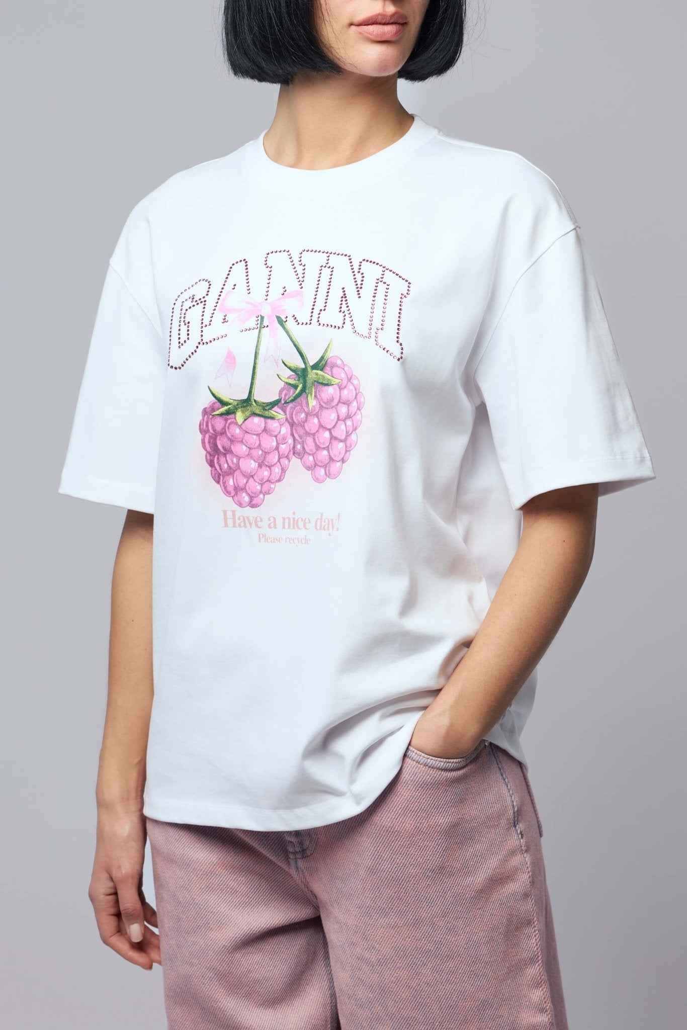Ganni T-Shirts Heavy Cotton Jersey Raspberry – LABELS