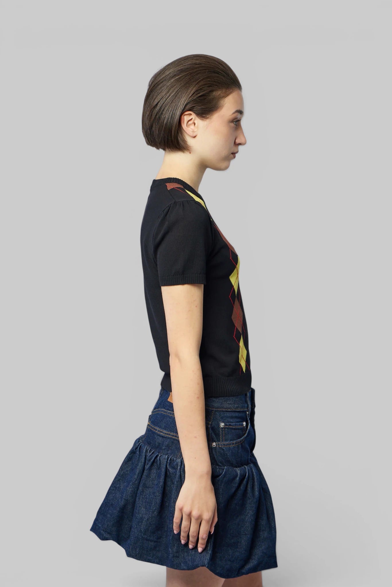 Ganni - Light Cotton Argyle T-shirt - LABELS