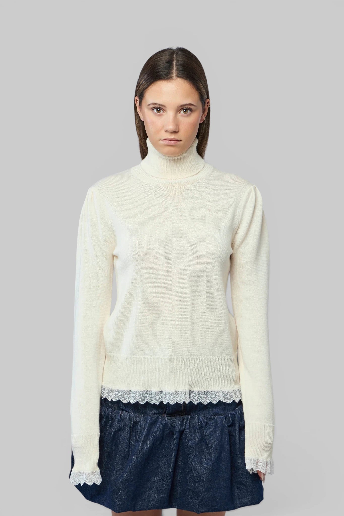Ganni - Merino Turtleneck W Lace Details - LABELS