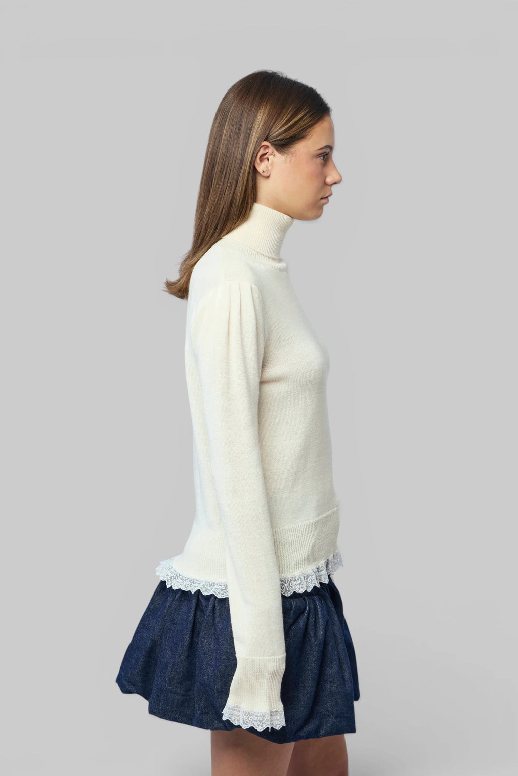 Ganni - Merino Turtleneck W Lace Details - LABELS