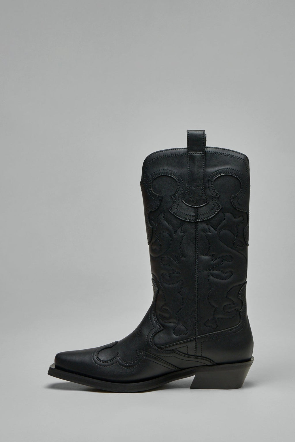 Ganni - Mid Shaft Embroidered Western Boots - LABELS