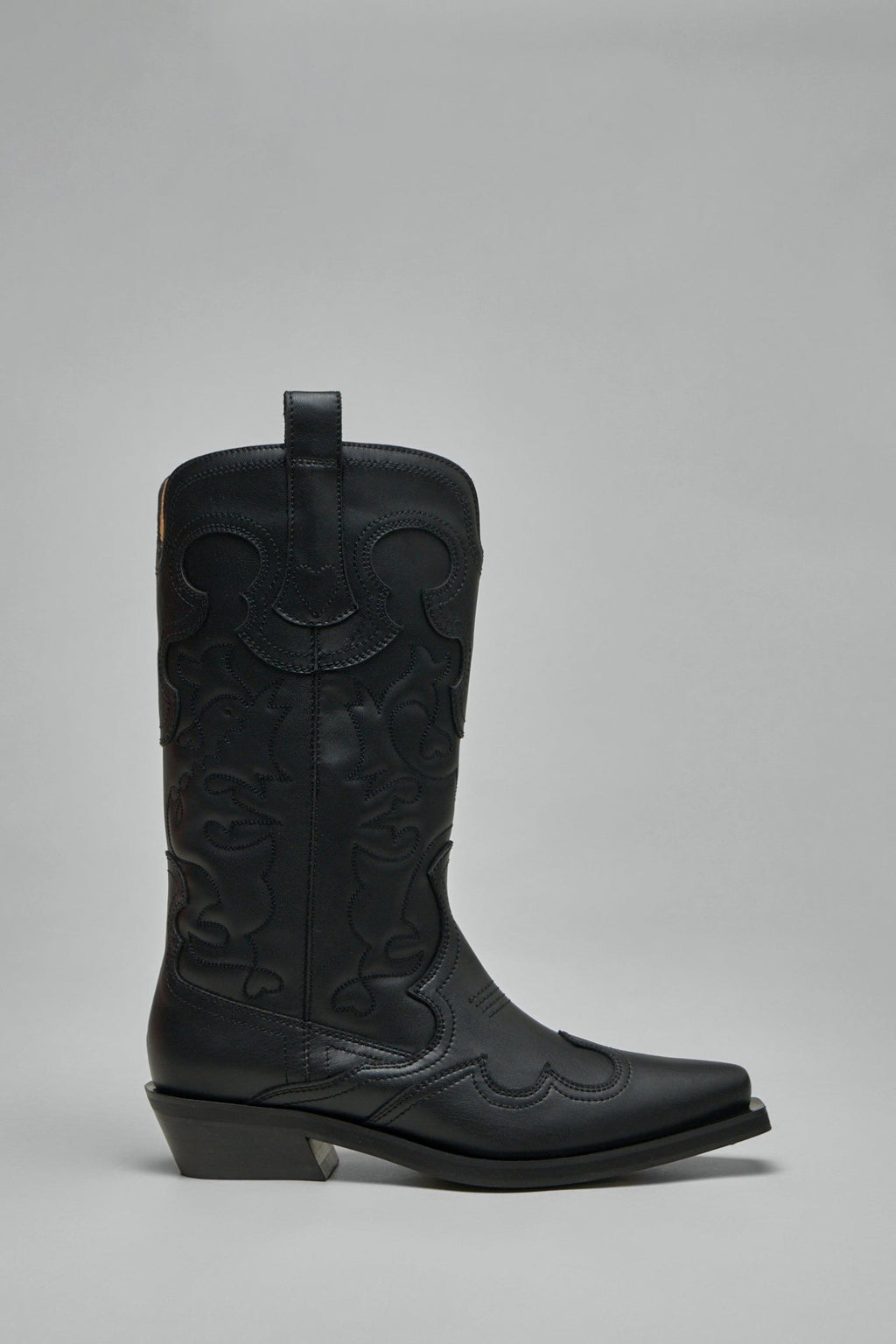 Ganni - Mid Shaft Embroidered Western Boots - LABELS