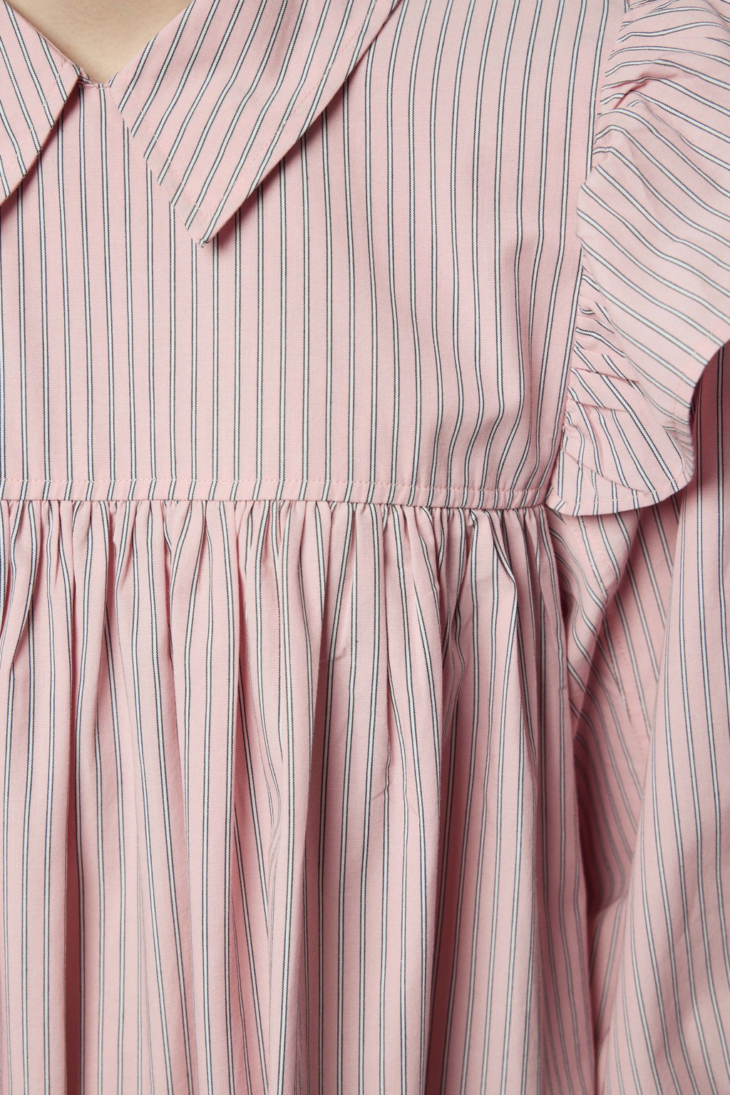 Ganni - Oxford Stripe Mini Frill Dress - LABELS