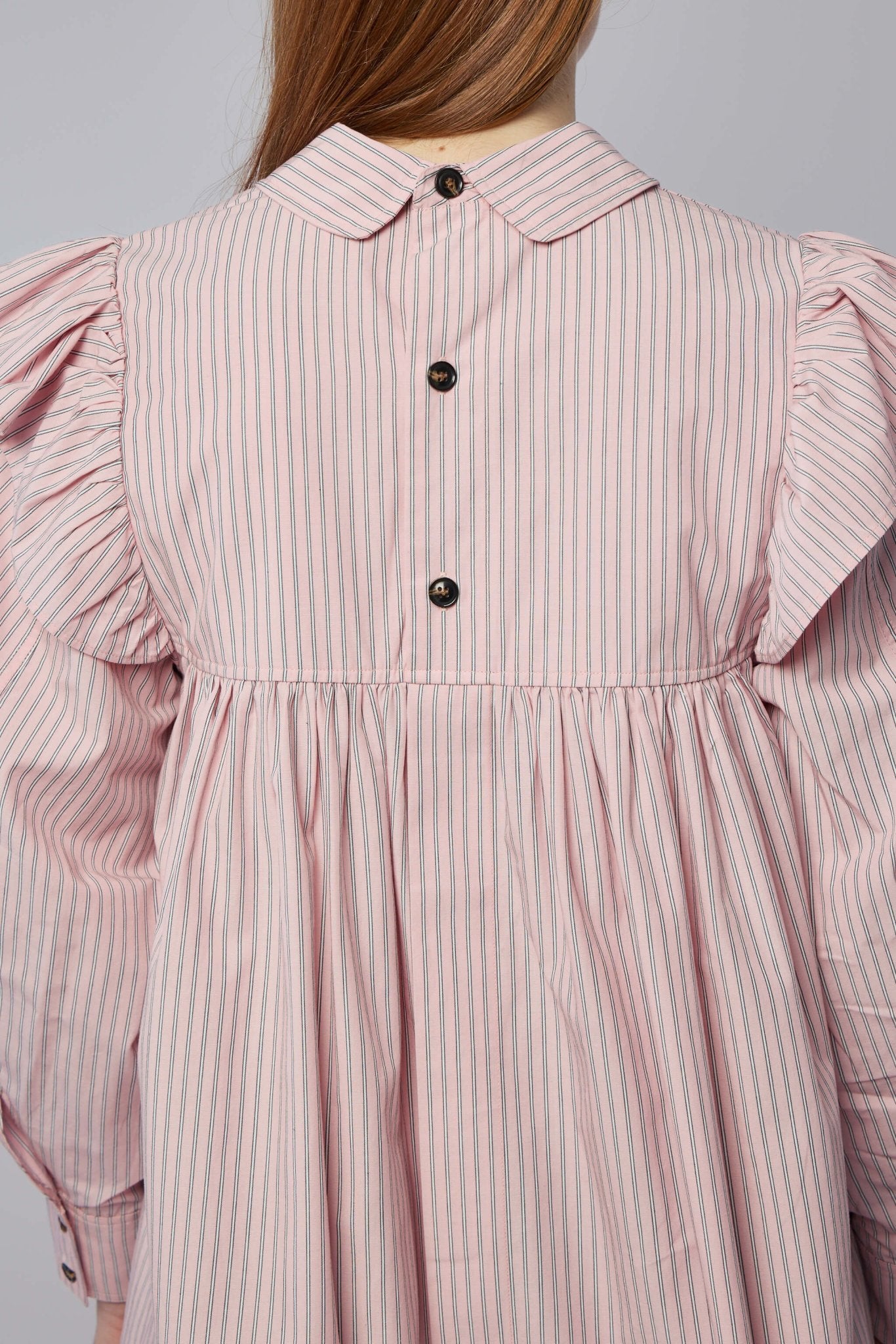 Ganni - Oxford Stripe Mini Frill Dress - LABELS