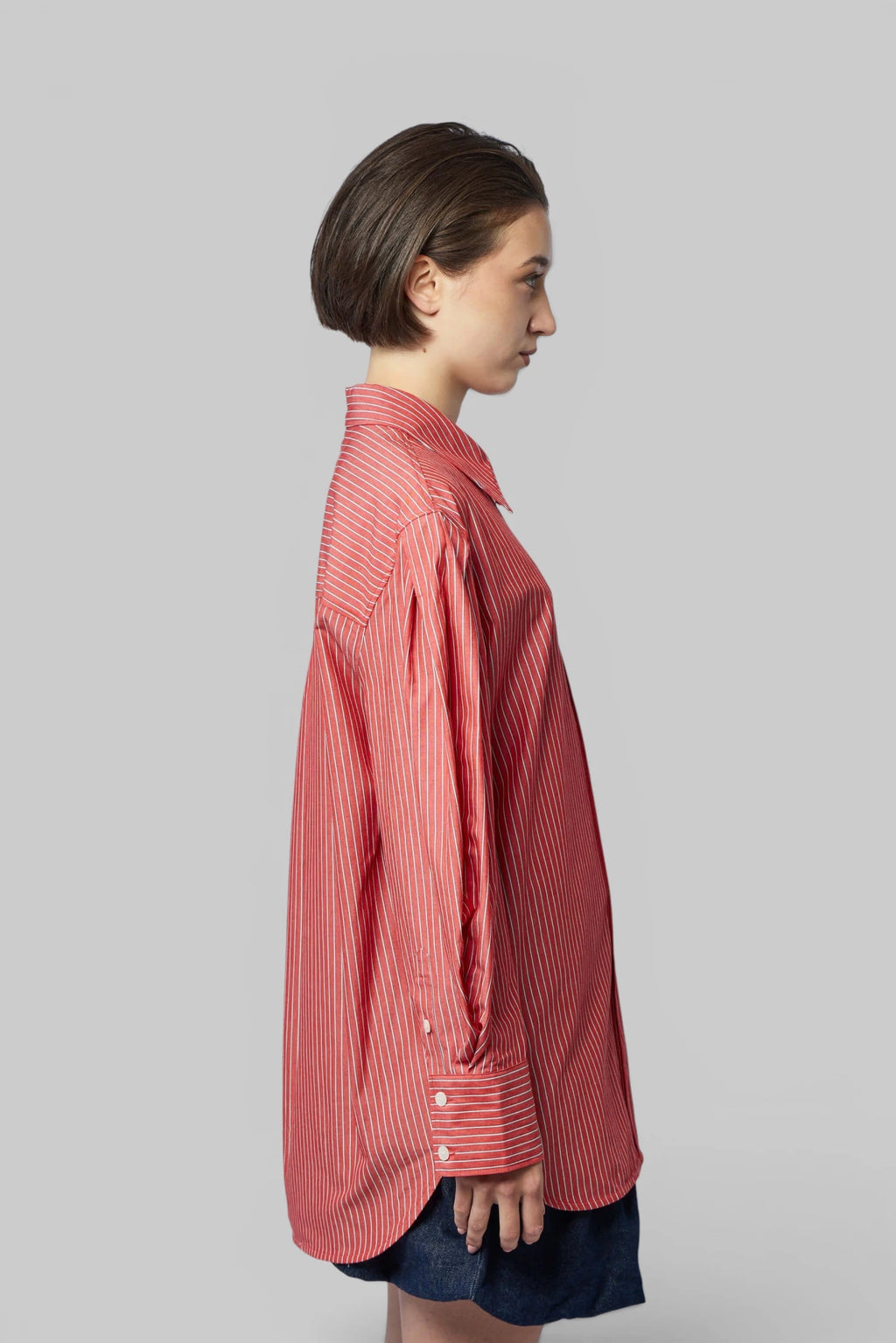 Ganni - Oxford Stripe Pleated Sleeve Shirt - LABELS