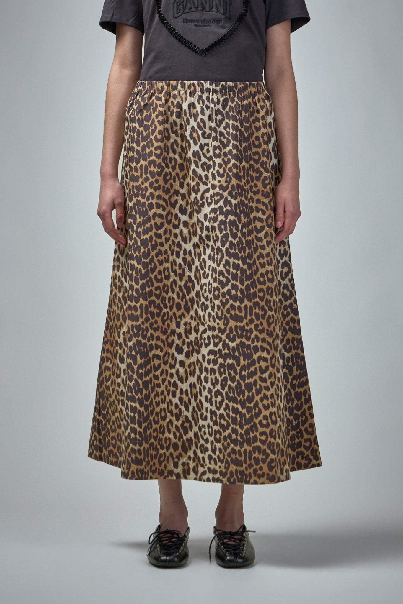 Ganni - Printed Cotton Elasticated Maxi Skirt - LABELS