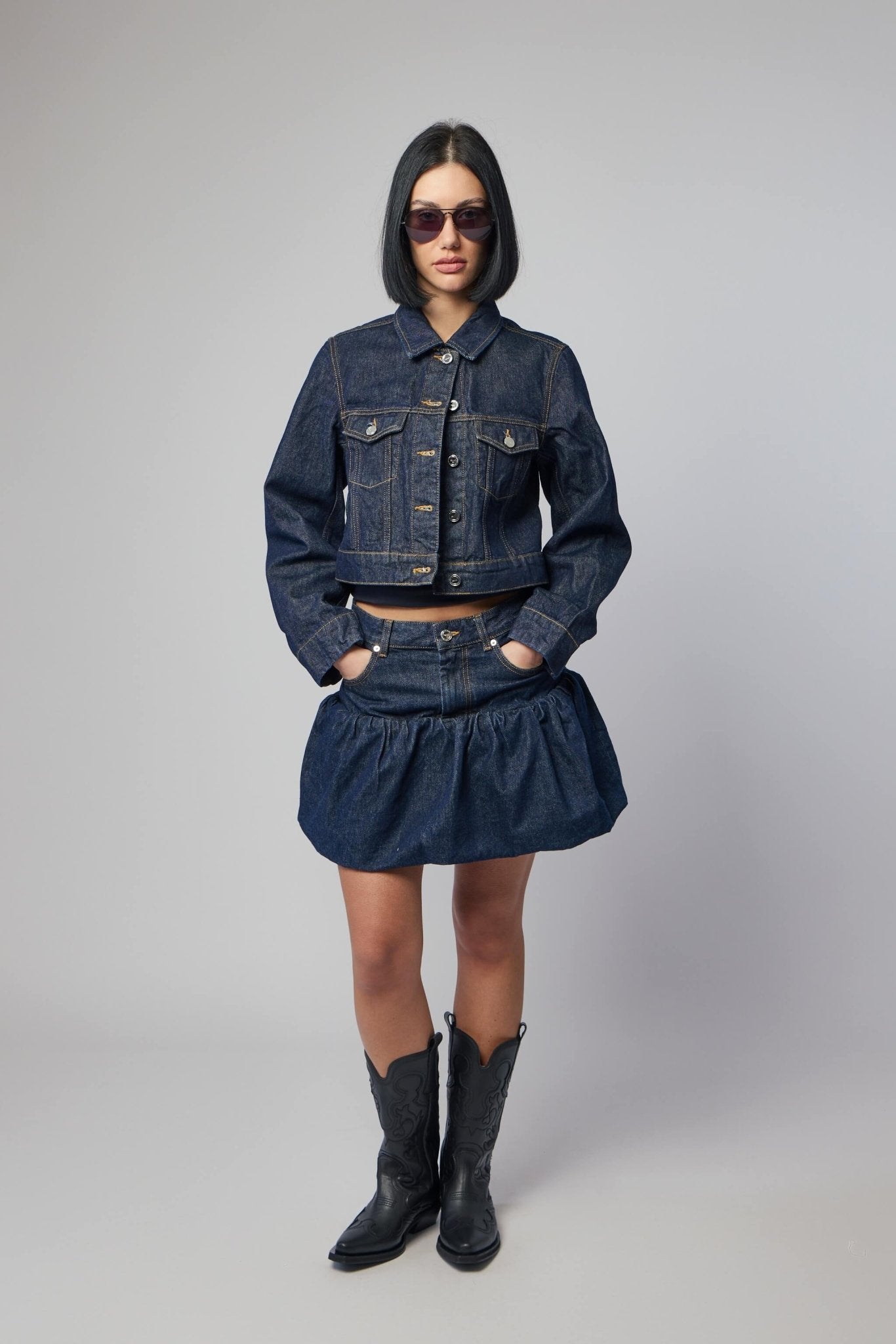 Ganni - Rinse Denim Bubble Mini Skirt - LABELS
