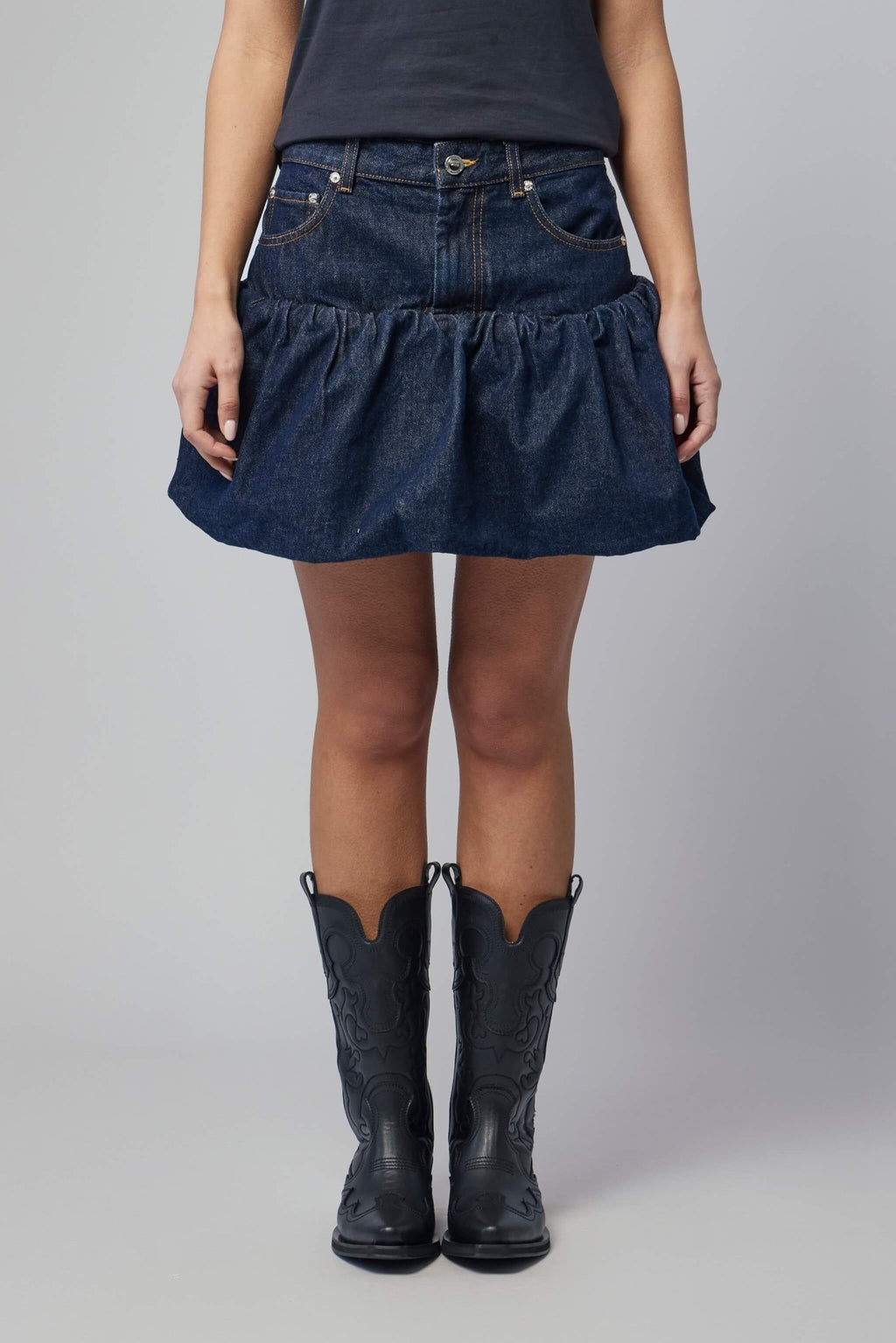 Ganni - Rinse Denim Bubble Mini Skirt - LABELS