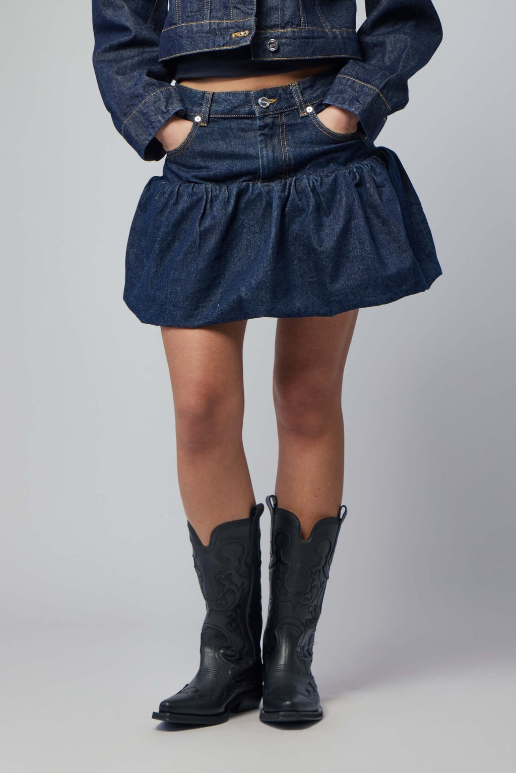 Ganni - Rinse Denim Bubble Mini Skirt - LABELS
